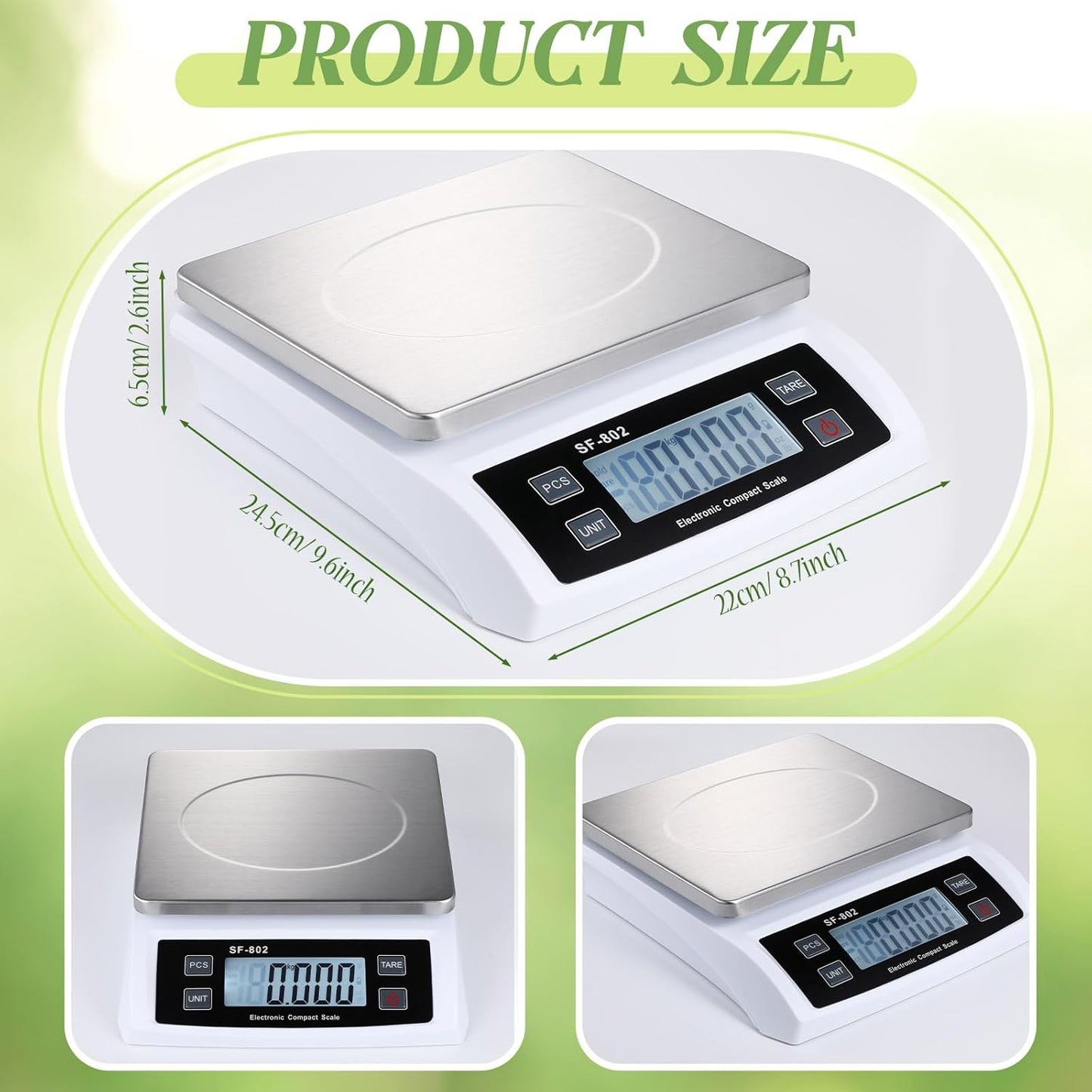 Large Digital Kitchen Scale 66LB 30kg Commercial Food Scale Stainless Bread Scale with LCD Display Commercial Weighing Devices for Baking Cooking(Silver)