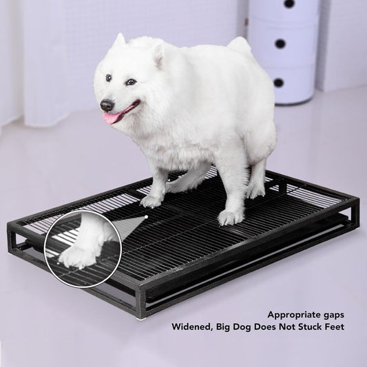 Dog Potty Tray, Pet Indoor Dog Training Toilet, Pet Litter Box Dogs Training Toilet, Puppy Pee Pad Holder Mesh Pad Tray, Potty Trainer Holder for Small Dogs (L, 24.4x16.9x3.1in)