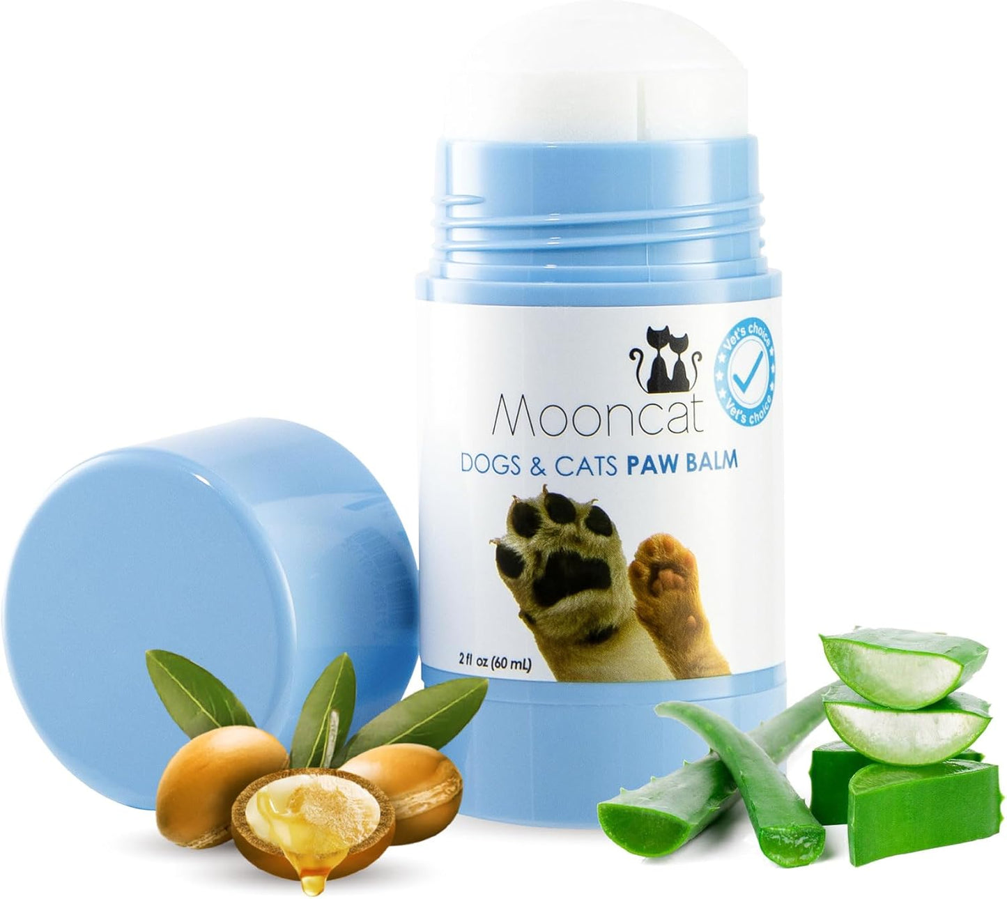 Mooncat Cat Paw Balm – Cat-Specific Paw & Nose Moisturizer for Dry Cracked Pads, Fast Absorbing Lick Safe Natural Botanical Care, Non Greasy Fragrance Free Protection & Repair - 2oz (60ml)