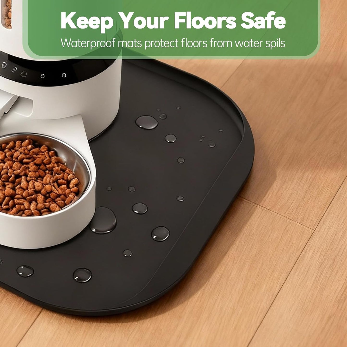 Pet Food Mat Waterproof with Raised Edge for PETLIBRO 17.7"x12",BPA Free Non-Slip Dog & Cat Food Mat, Feeding Mat for Food and Water Bowls, Spill Proof Mat to Protect Floors