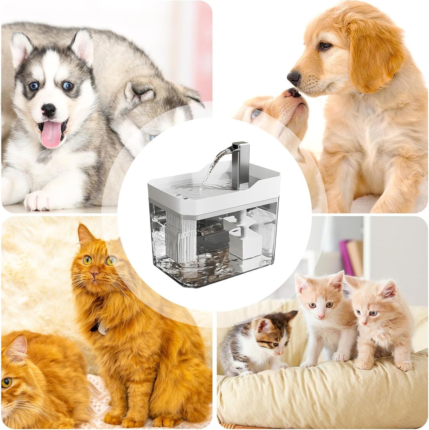 Cat Water Fountain, Automatic Indoor Feeder, Waterer with Intelligent Design, Tool with Sturdy Build, Pet Supply, 1.5L Fountain for Home Dorm Office Apartment Bedroom Living Room Easy Clean Dynamic