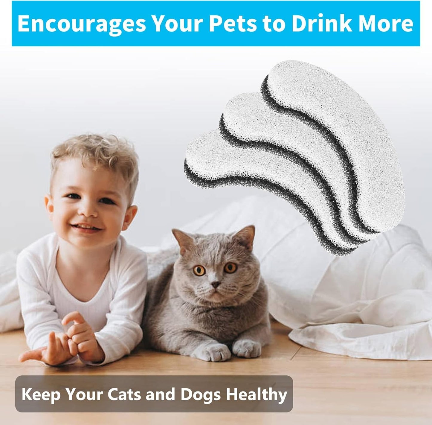 12 Pack Cat Water Fountain Filters for WF050 WF100 Automatic Pet Water Fountain, Pet Fountain Filter Replacement for WF050TP Cat Founatin Dog Dispenser