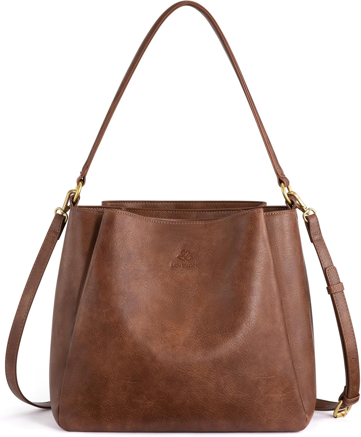 LOVEVOOK Hobo Bag for Women with Three Large Compartments Waterproof Shoulder Handbags Purse for Work Shopping Travel