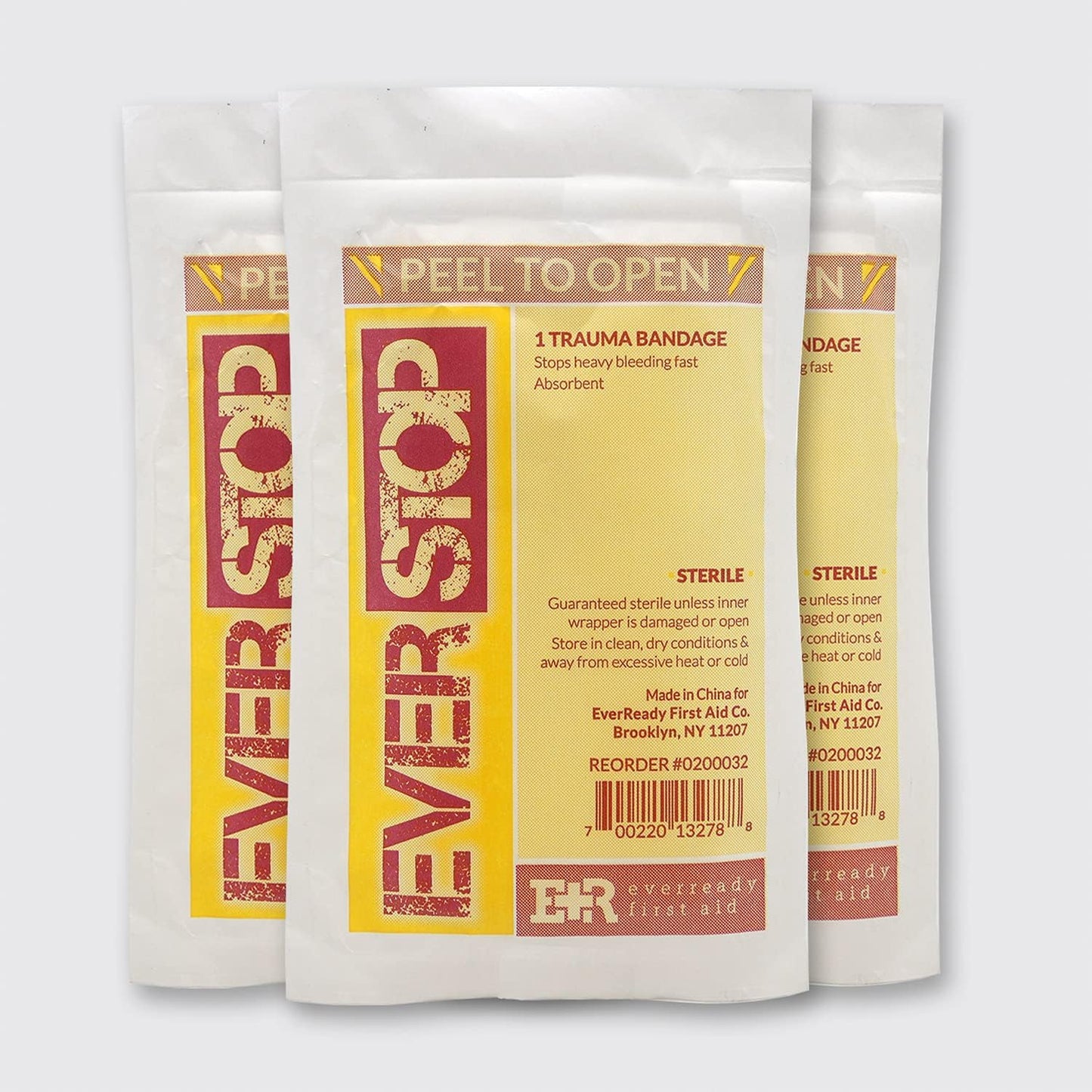 Ever Ready First Aid EverStop First Aid Blood Stopper Compress Multi-Purpose Wound and Trauma Dressing - 3 Pack