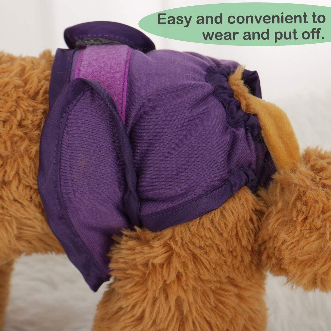 uxcell Female Dog Physical Pant Adjustable and Leak-Resistant Doggie Physical Panties Washable Reusable Doggy Panties Purple XL