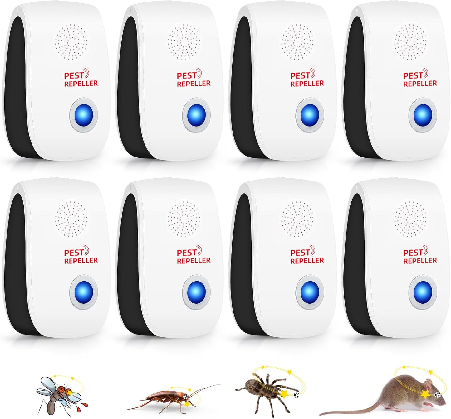 8 Pack Upgraded Ultrasonic Pest Control Repeller Plug in Indoor Pest Control for Rodents,Mice,Roaches,Spiders,Ants,Mosquitoes,Bugs & Insects -Electronic Sonic Repellent for Home, Kitchen, Office