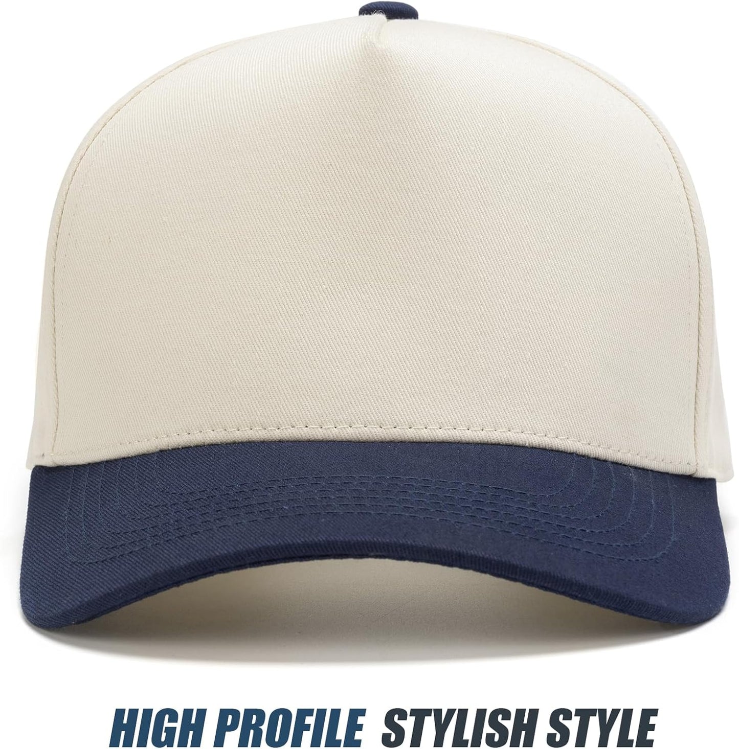Vintage Trendy Trucker Hat, Structured 5-Panel Snapback Hat, Adjustable Cotton Solid or 2-Tone Baseball Cap Men Women