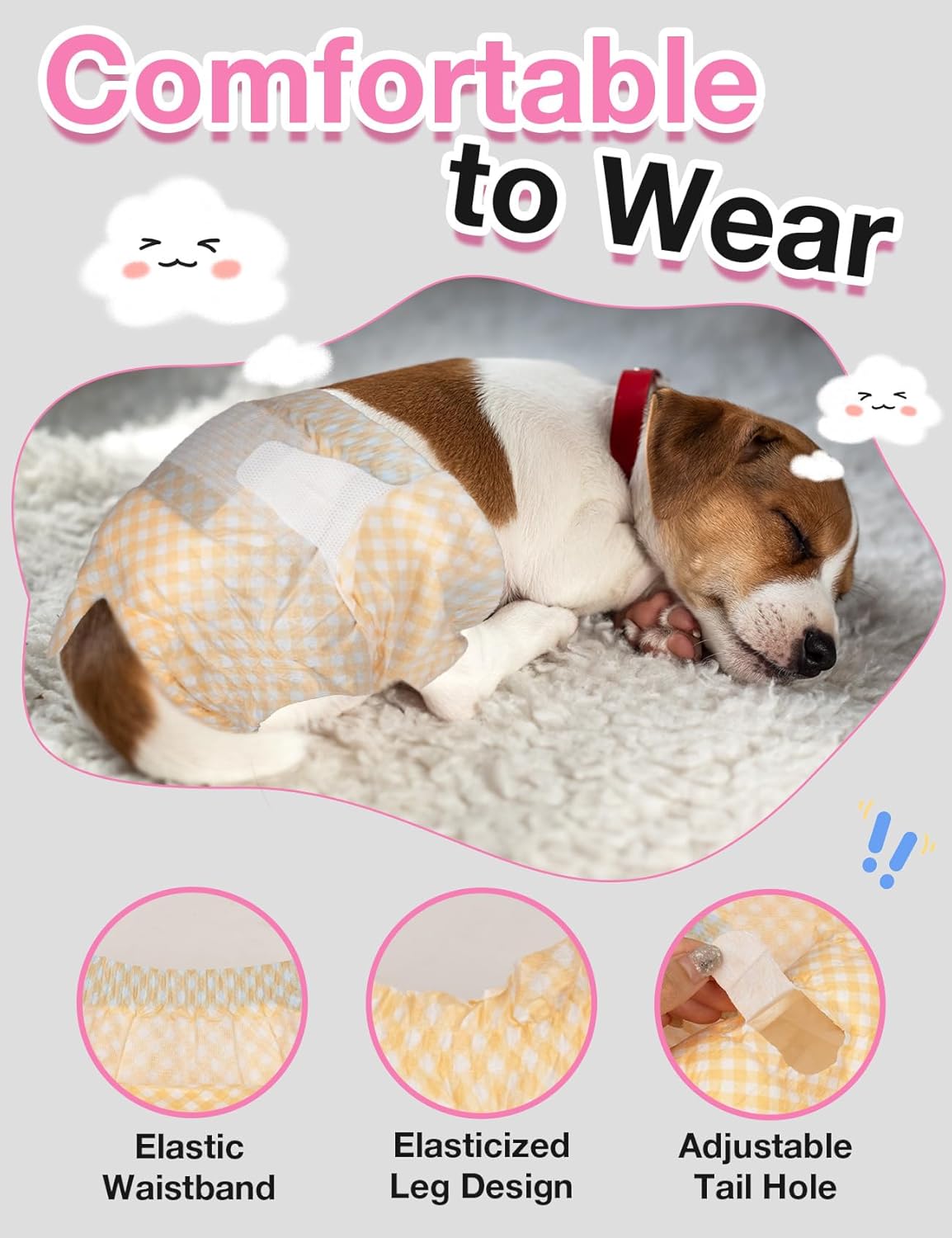 Dono Disposable Dog Diapers Female with Wetness Indicator, Disposable Doggie Diapers for Dogs in Heat, Super Absorbent Leak-Proof Pet Puppy Diapers Female for Peeing Small Medium Large Dogs