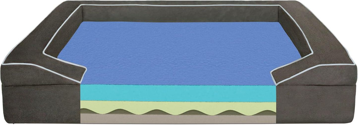 Lux Dog Bed by Wag | Quad Layer Technology with Memory Foam, Orthopedic Foam, and Cooling Gel. Machine Washable Cover. Navy, Medium