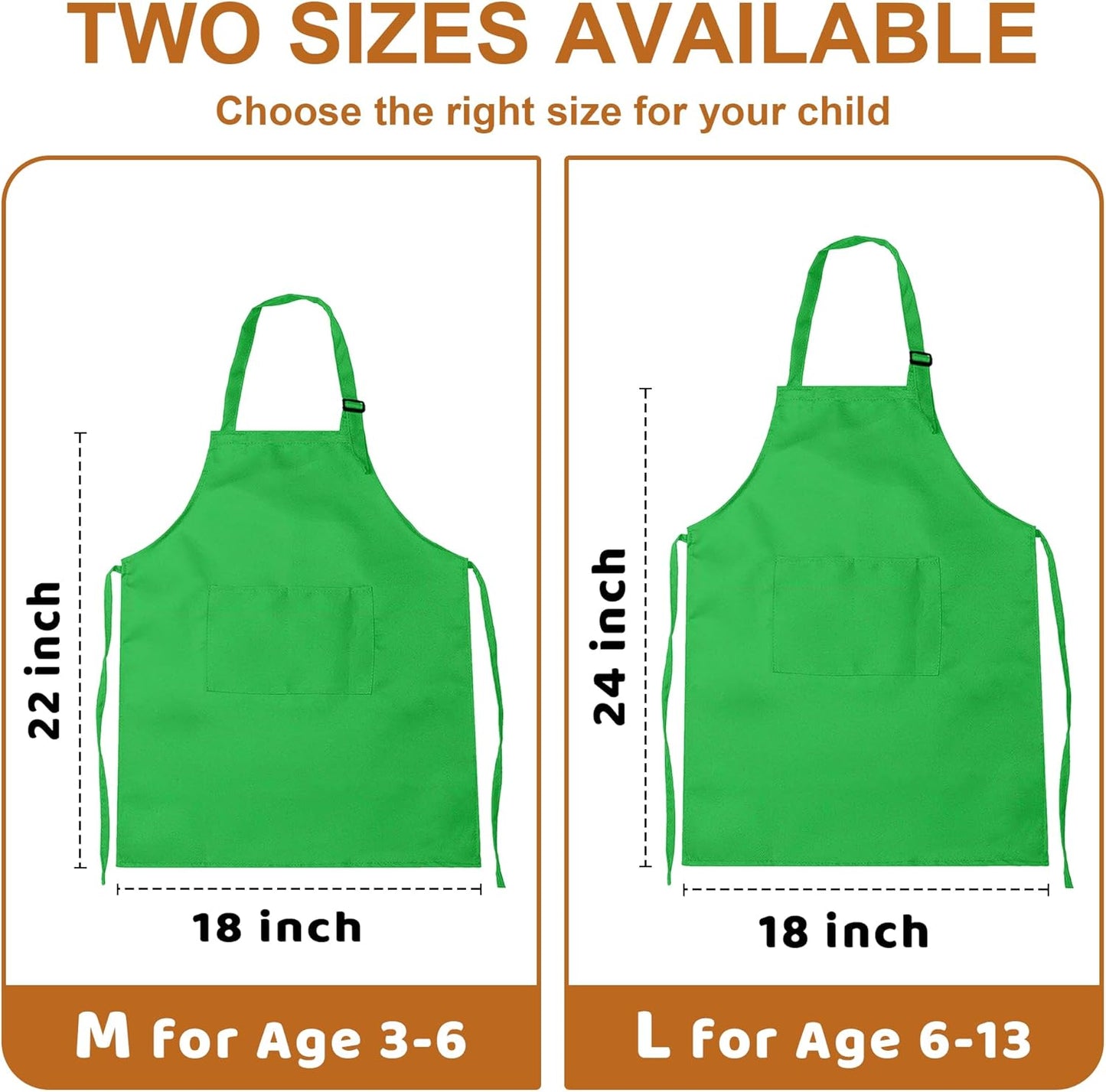 2Pcs Kids Aprons Children Artists Aprons with Pockets Adjustable Chef Aprons for Cooking Kitchen Backing Painting