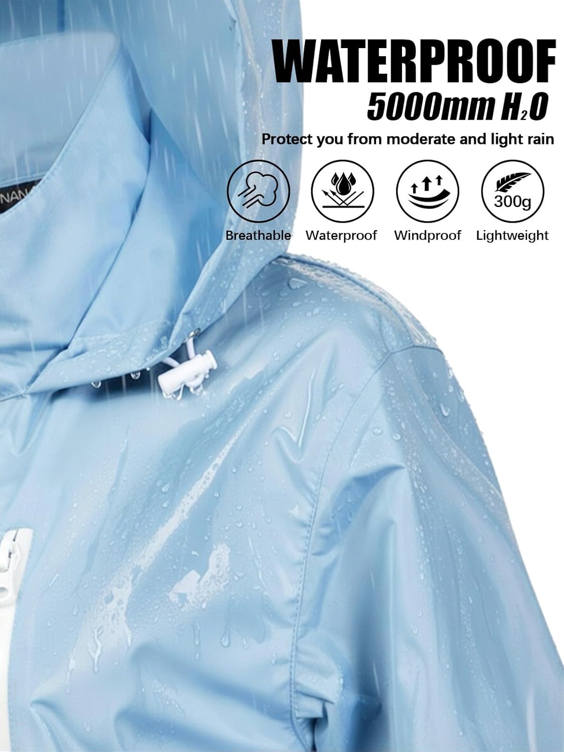 Women's Rain Jacket Waterproof Lightweight Packable Raincoat with Hood for Golf Hiking Travel Windbreaker