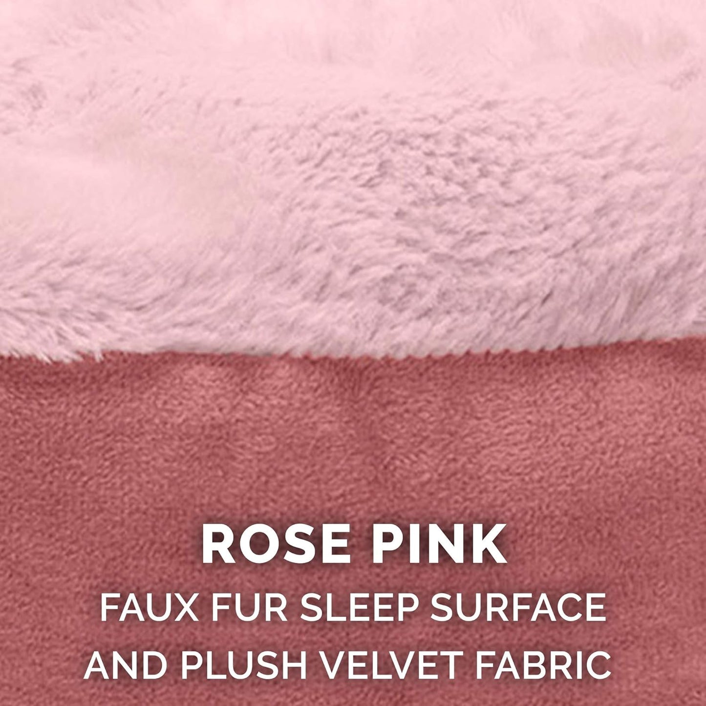 Furhaven 27" Round Calming Donut Dog Bed for Medium/Small Dogs, Washable, For Dogs Up to 45 lbs - Plush Velvet Waves Hooded Donut Bed - Rose Pink, Medium
