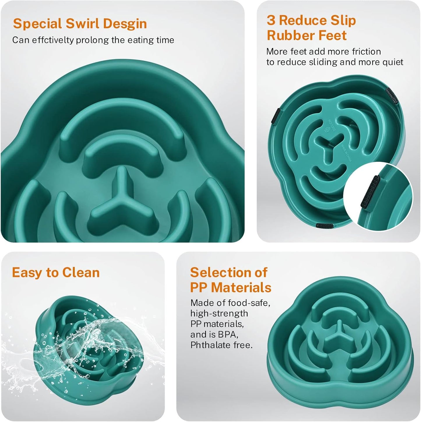 Slow Feeder Bowls for Small Medium, Puzzle Slow Feeding Pet Bowl with Anti-Slip Shim for Puppy, Non-Toxic Preventing Choking Healthy Slower Food Feeding Dishes (2pc Green)