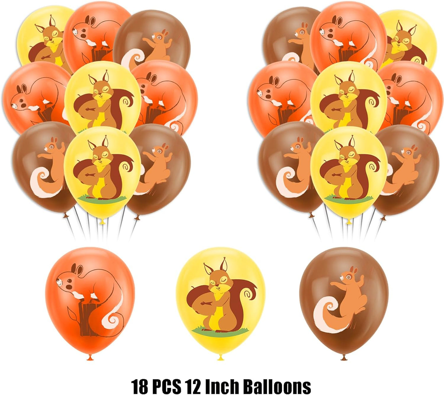 Woodland Animals Squirrel Party Supplies - Includes Squirrel Birthday Banner, Cake Topper, Cupcake Toppers & Balloons for Zoo Animals Themed Party
