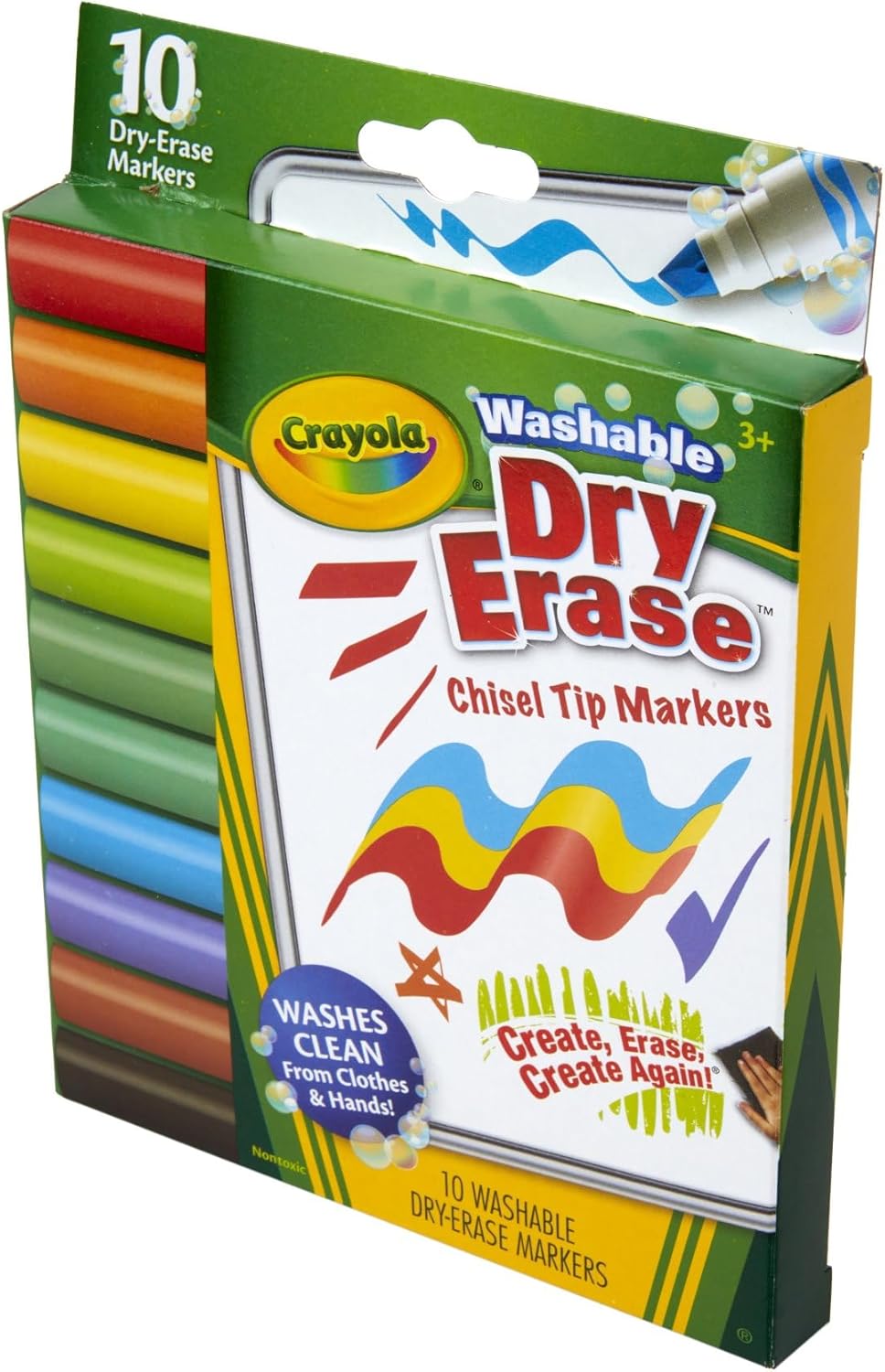 Crayola Washable Dura-Wedge Tip Dry Erase Markers, 10 Count