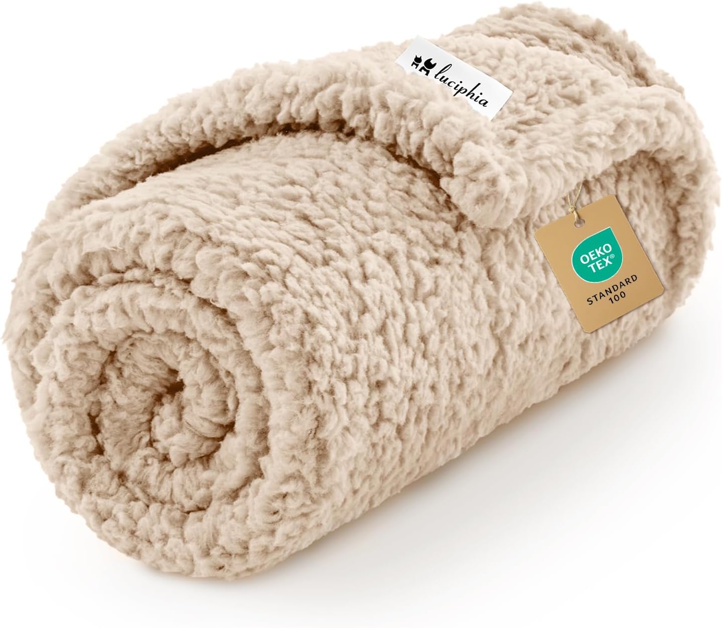 Luciphia Premium Fleece Pet Blanket for Small Medium Dogs Puppy Soft Sherpa Calming Cat Throw Blankets(Beige,41x31 inches)