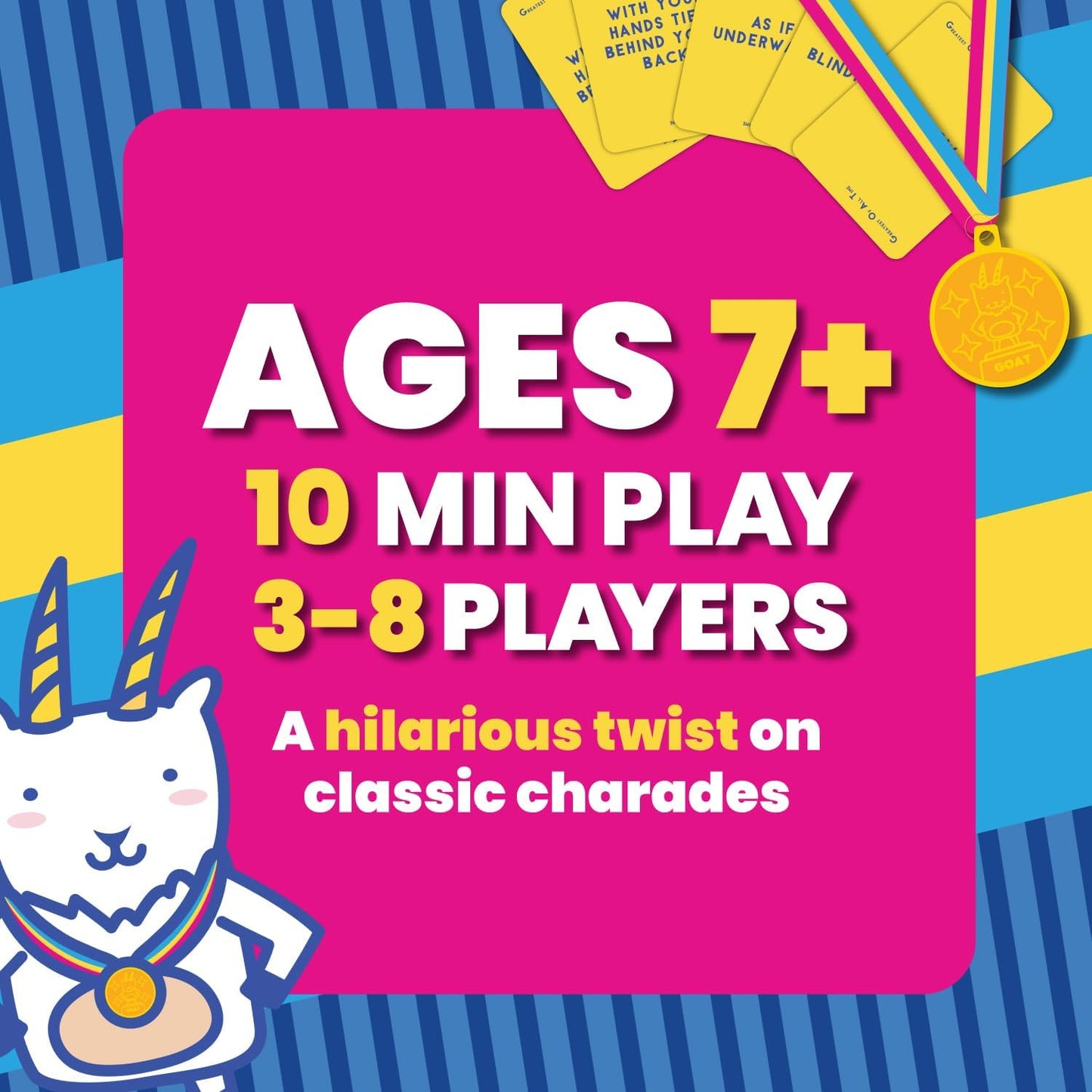 Greatest of All Time Goat Card Game by Dolphin Hat Games | Hilarious Twist on Charades | Funny Improv Family Game for Kids, Teens & Adults | Great Icebreaker for Game Night | 3–8 Players