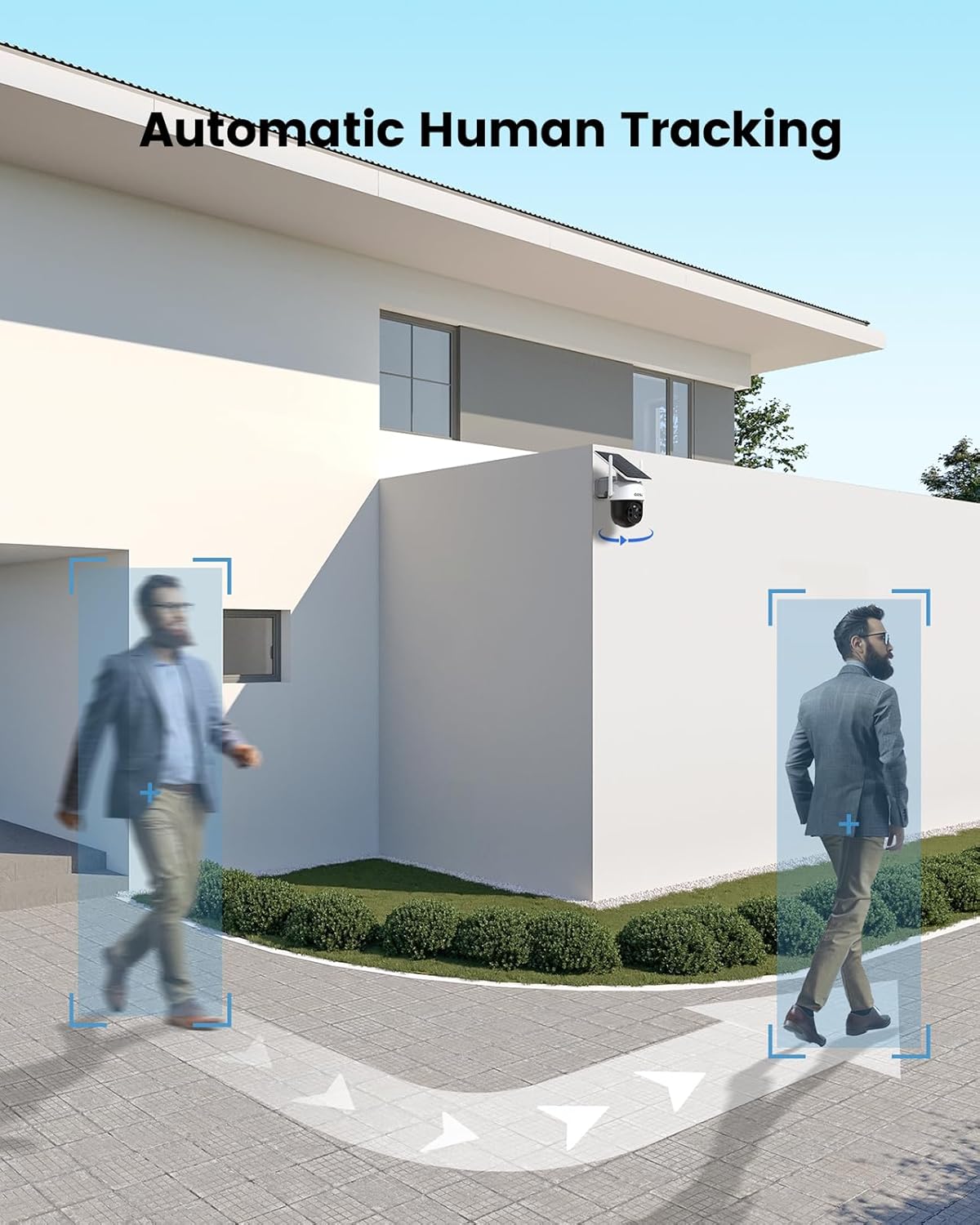AOSU Solar Camera Security Outdoor - 100% Wire-Free Security Cameras Wireless Outdoor for Home Surveillance with Fixed Solar Panel, 360° Panoramic View, Human Auto Tracking, 2K Color Night Vision