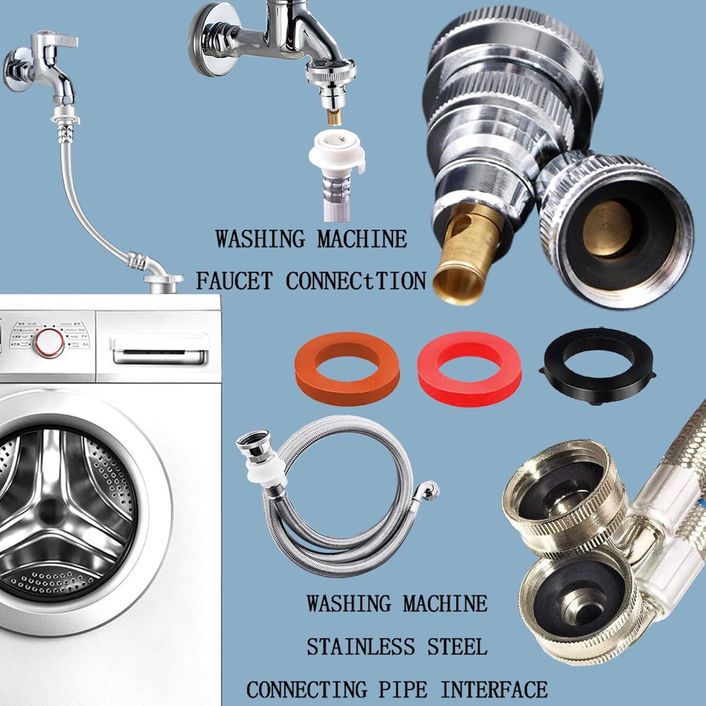 135 Pcs Flat Washer,Silicone and Nitrile Rubber Assortment Kit, Used for Faucet,Shower Head, Garden Hoses, Reusable Flat Washer O Rings