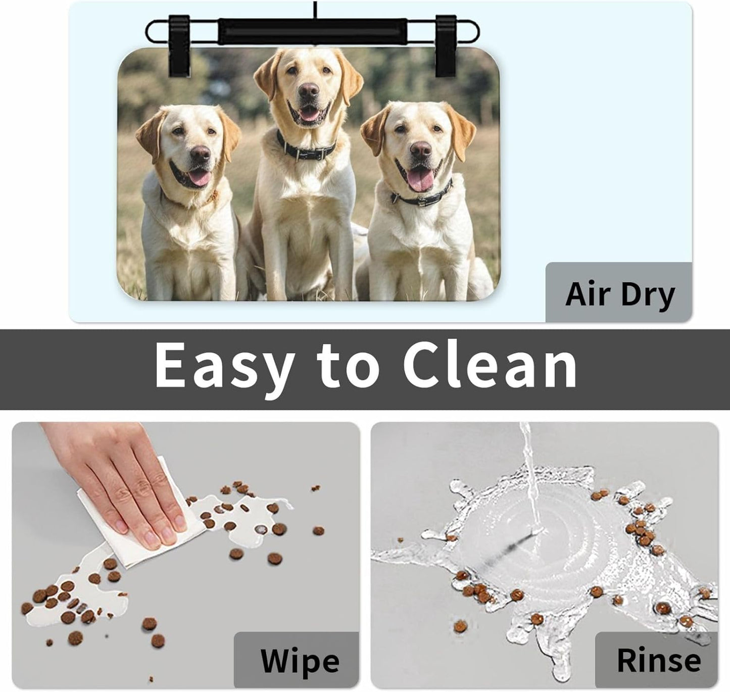 Pet Feeding Mat Leather Dog Food Mat Waterproof Pet Tablecloth Labrador Retriever Dogs Pet Placemat for Dogs Absorbent Dog Bowl Mat Anti-Slip Dogs Mats for Food and Water