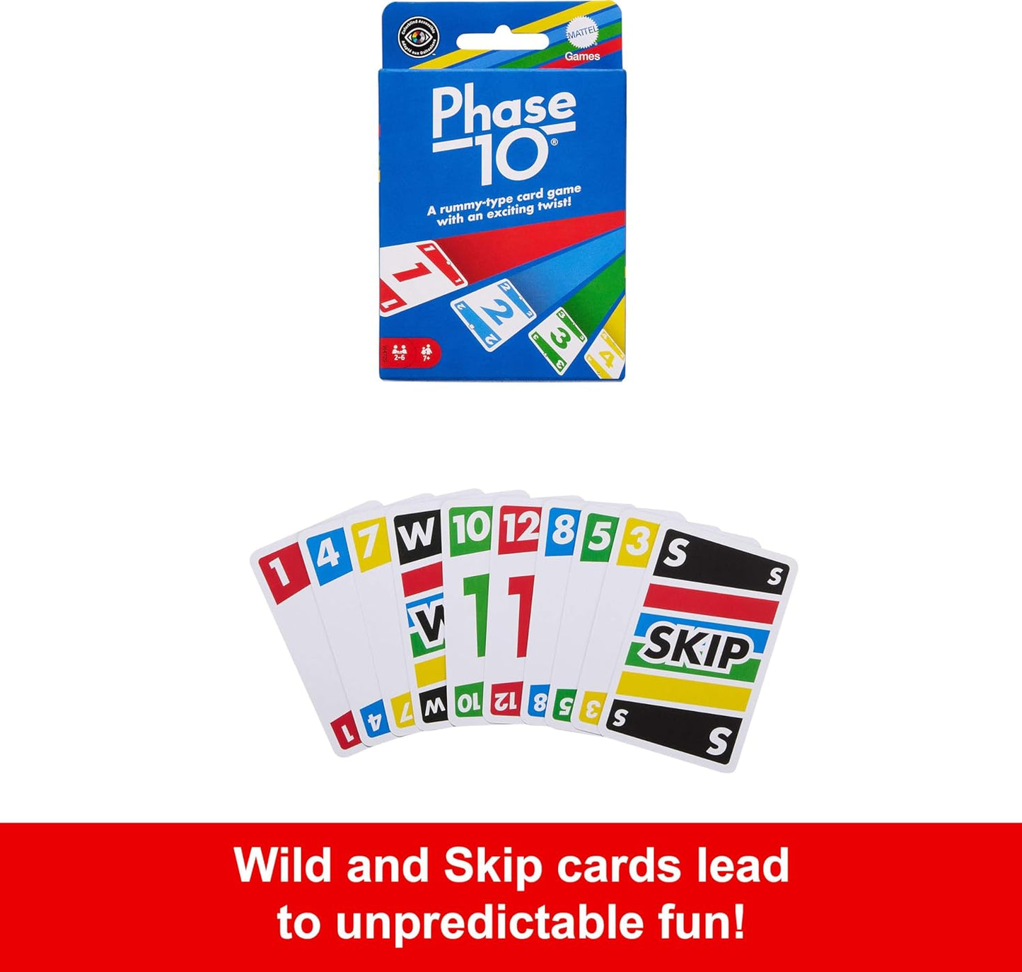 Mattel Games Phase 10 Card Game with 108 Cards, Makes a Great Gift for Kids, Family or Adult Game Night, Ages 7 Years and Older (Amazon Exclusive)
