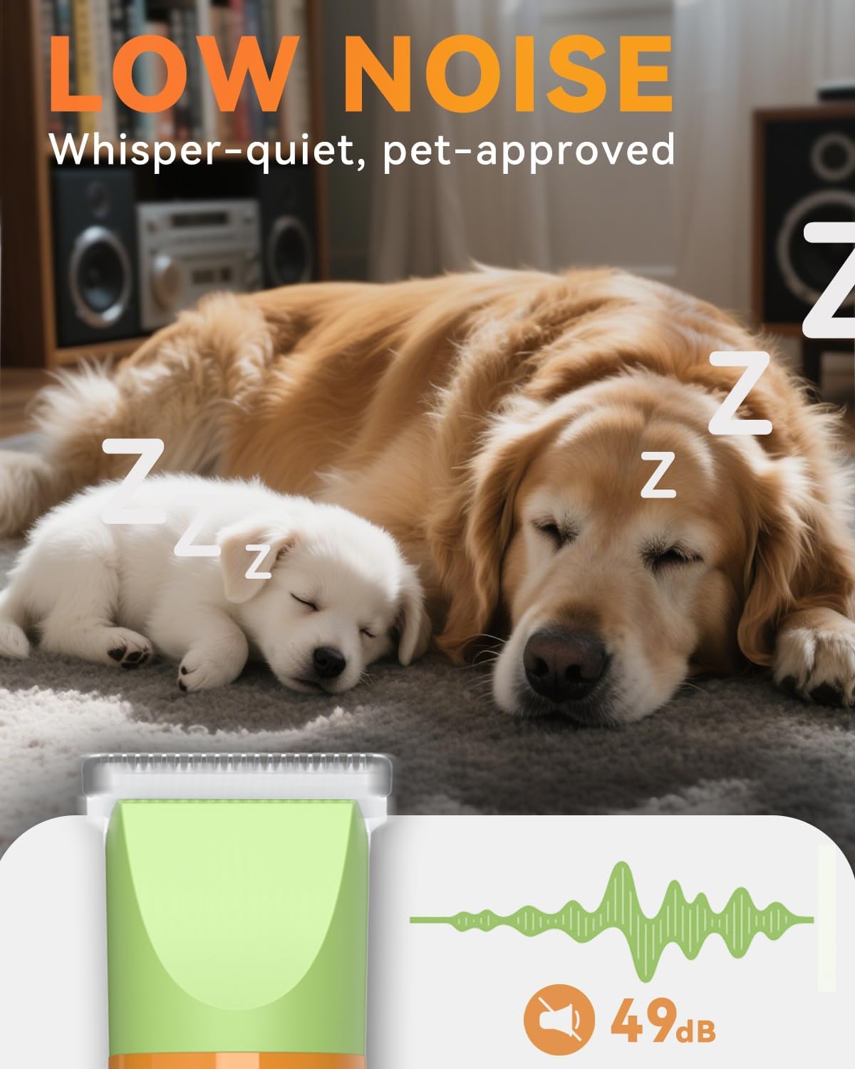 Dog Grooming Kit with Paw Trimmer, All-in-One Low Noise Electric Rechargeable Small Quiet Pet Clippers Foot Dog Hair Shaver with Stainless Steel Scissors and Comb for Dogs at Home (Green)