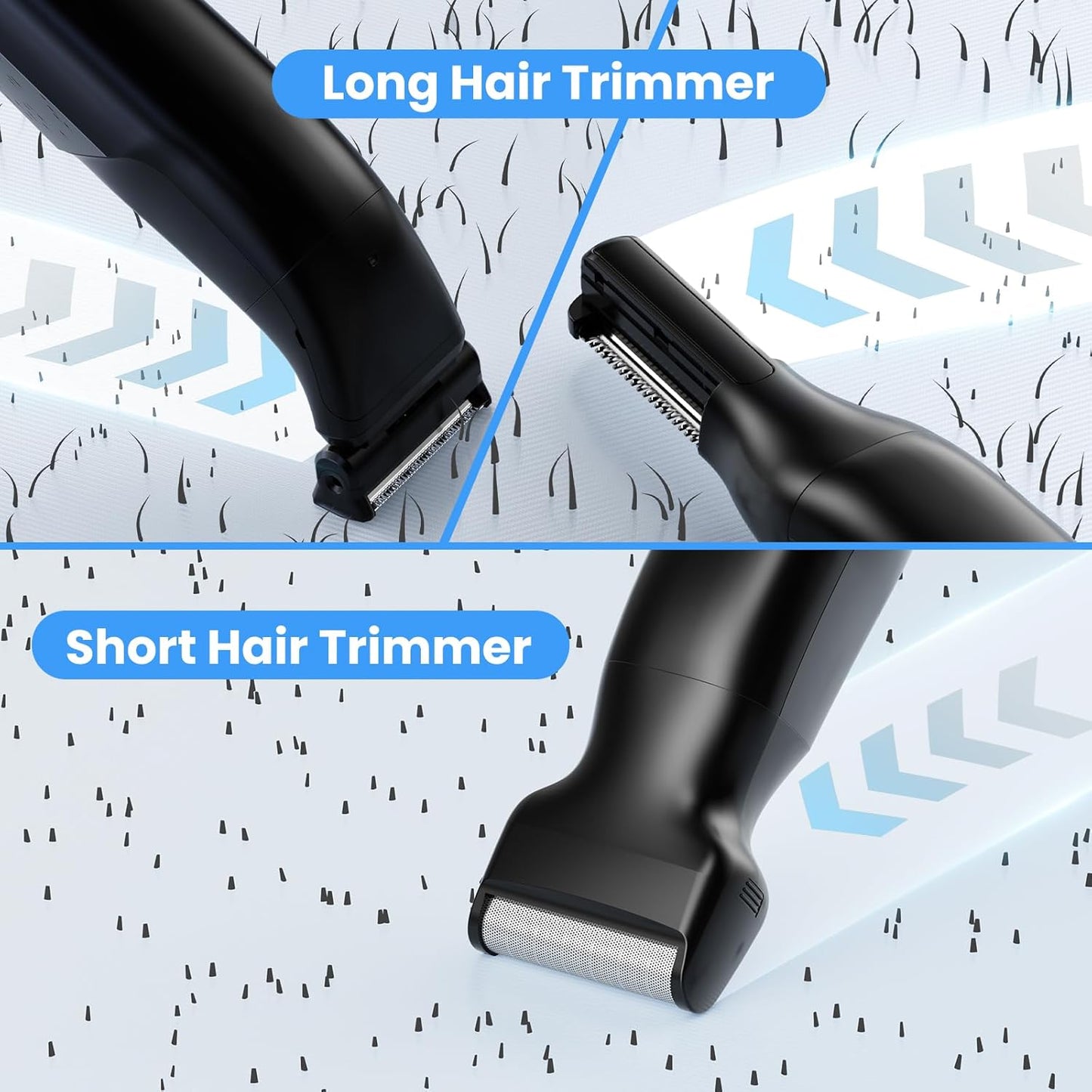 Beard & Body Hair Trimmer for Men, 3-in-1 Electric Shavers for Face Chest Arms, Legs, Travel Razors, Waterproof Wet/Dry Groomer