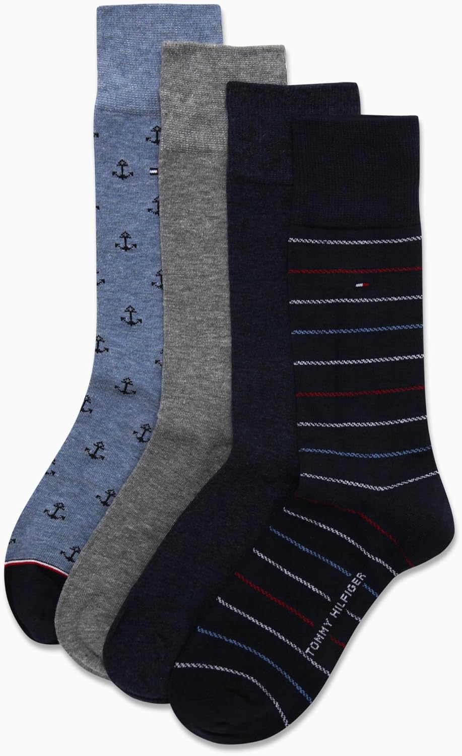 Tommy Hilfiger Mens Dress Socks - 4 Pack Lightweight Everyday Crew Work Socks for Men for Casual & Formal Wear