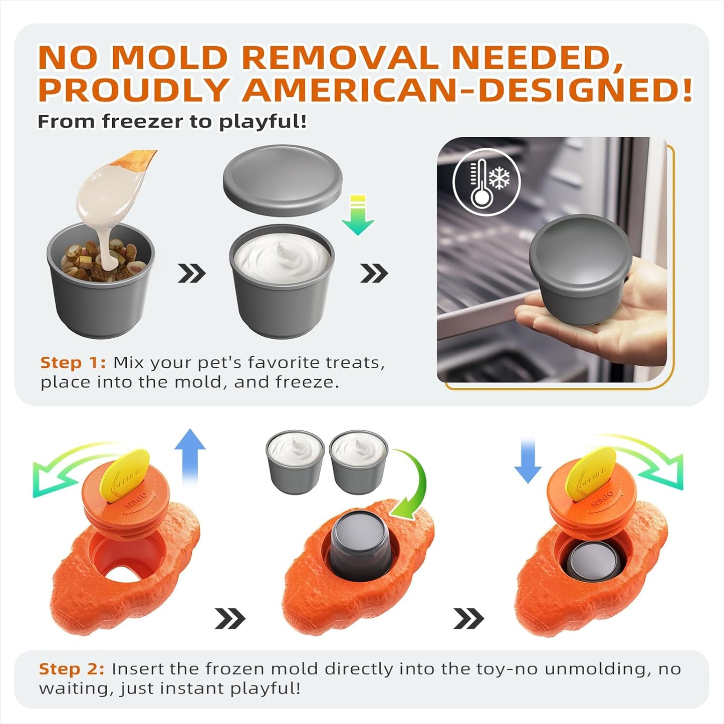KADTC - All in ONE - 3 in 1 - Large Size Indestructible Croissant Dog Fillable Toy Peanut Butter Filler Freeze Frozen Lick Treat Tray Durable Tough Chew Toys for Aggressive Chewers Breed Dogs UV2