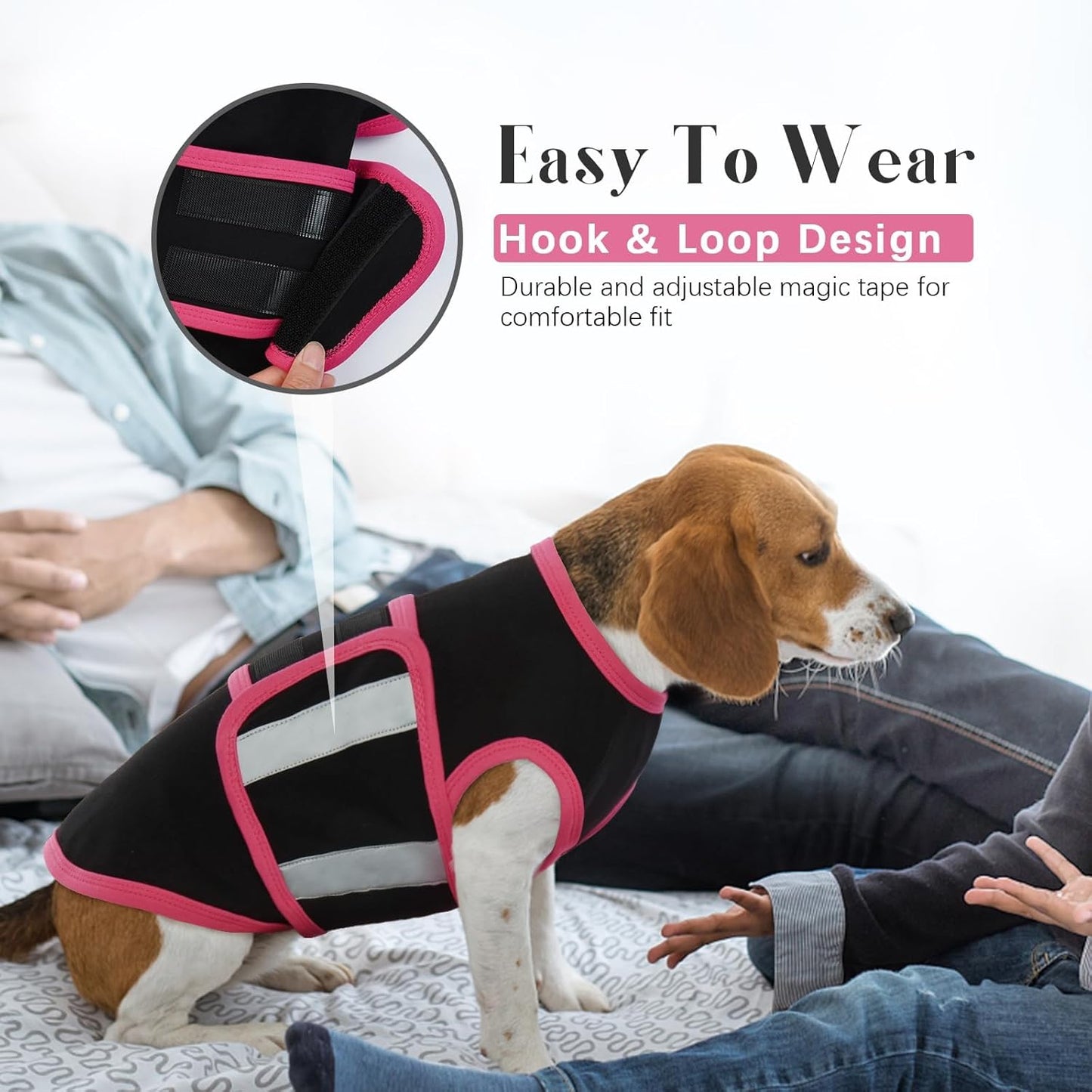 Allroaring Dog Anxiety Vest, Soft Dog Calming Shirt, Reflective Anti-Anxiety Vest Breathable Pet Anxiety Jacket Wrap for Fireworks, Thunderstorms, Separation, Travle, Vet Visits, Black XL