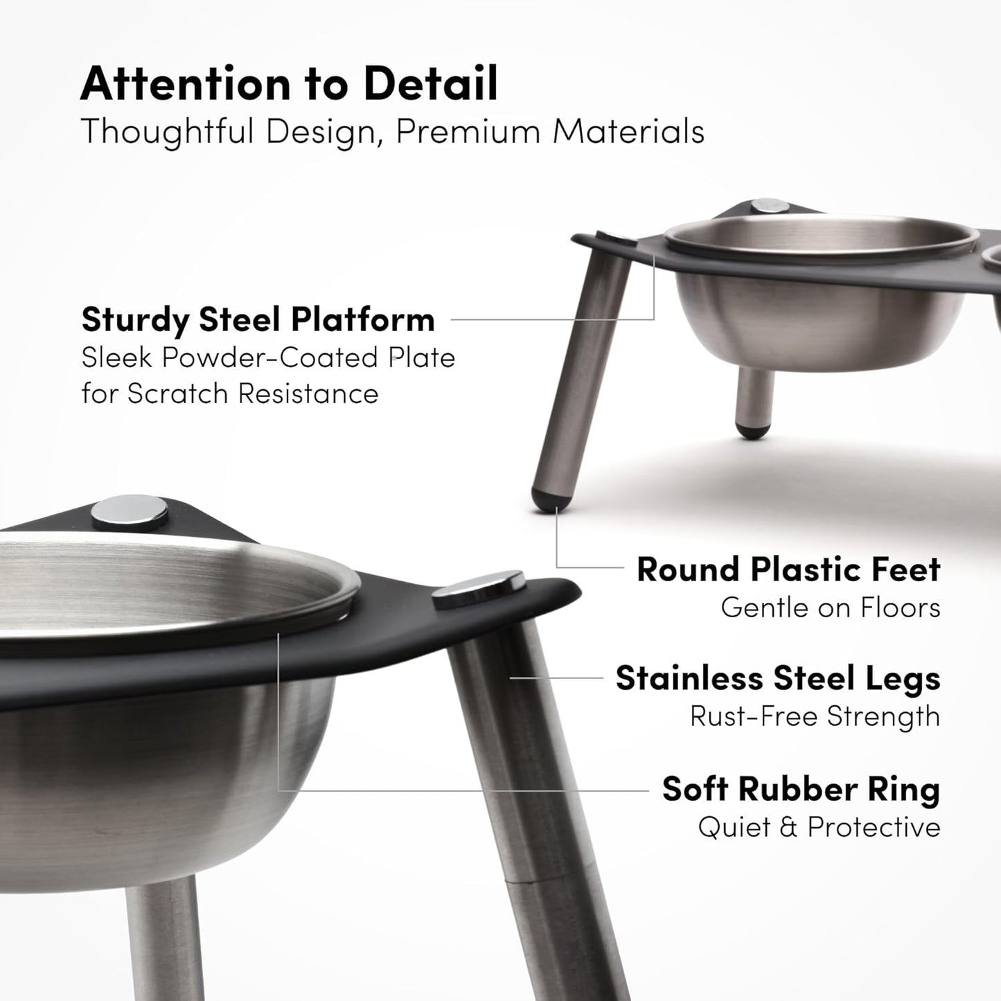Adjustable Elevated Dog Bowl 56 fl oz Stainless Steel Bowls