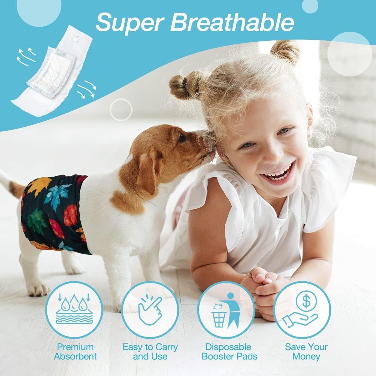 Disposable Dog Diaper Booster Pads S - 100 Count, Dog Diaper Liners for Male and Female Dogs, Inserts fit Most Puppy Diapers - Pet Belly Bands and Male Dogs Wraps
