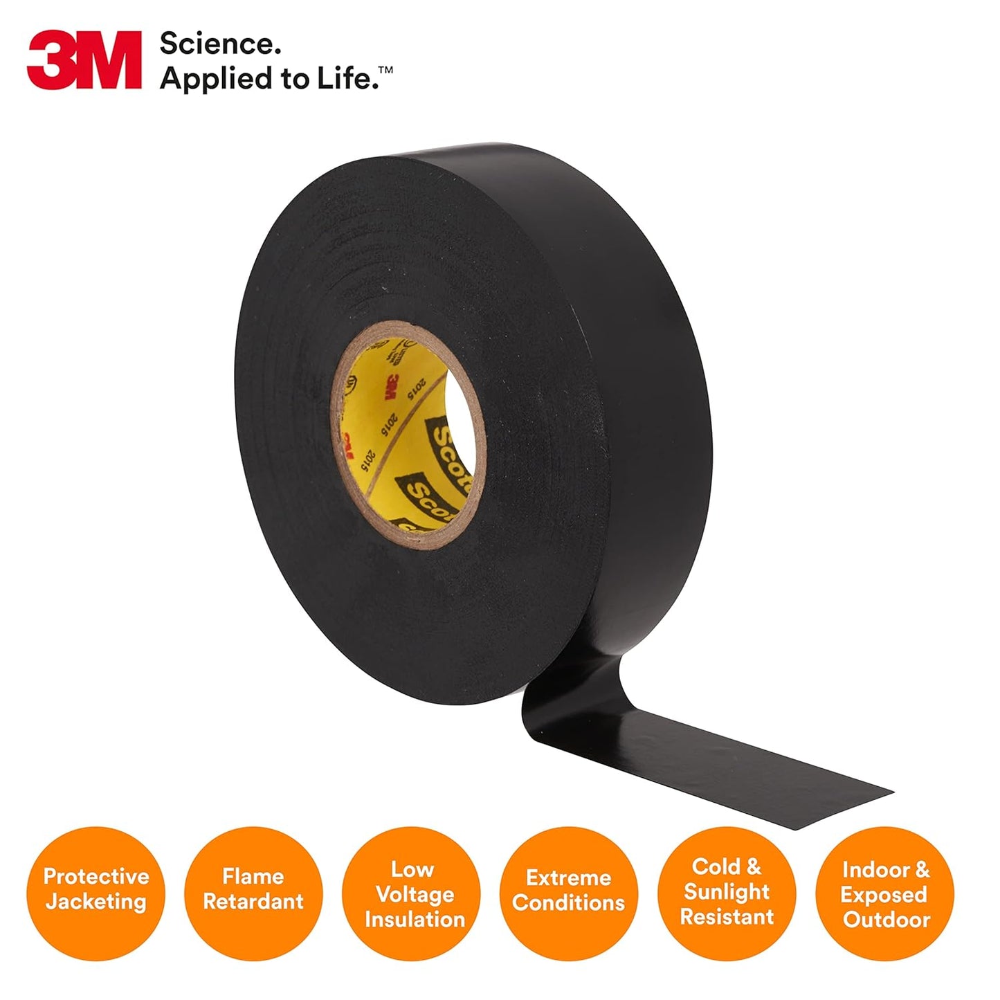 3M Scotch Super 33+ Electrical Tape - 3/4 in x 52 ft, Premium Grade All-Weather Vinyl, Resistant to Abrasion, Moisture, Corrosion, Alkalies - Black, 1 Roll