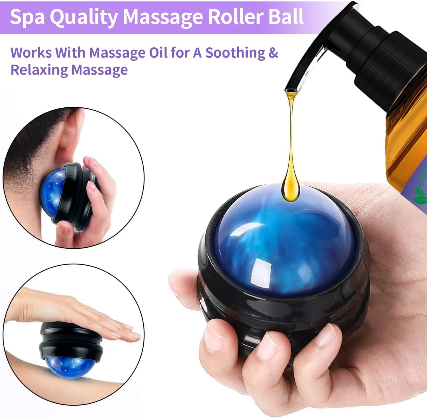 3 Pack Massage Oil for Massage Therapy,Sore Muscle Arnica Oil & Relaxing Lavender Oil & Ginger Oil Lymphatic Drainage & Massage Ball,Easter Basket Stuffers for Adults,Easter Gifts for Men Women