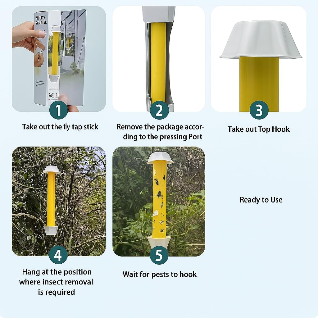 Fly Stick Sticky Fly Traps for Indoors and Outdoor Wasp Traps - Effective Pest Control 4 Pack