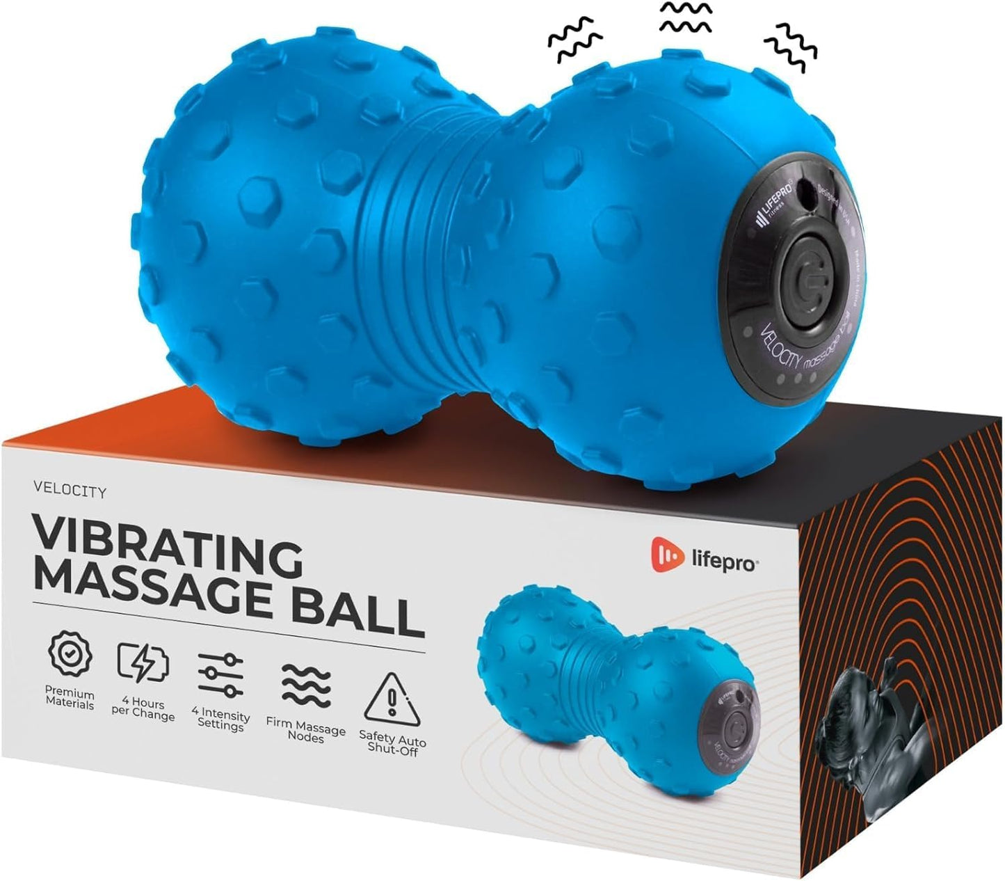 LifePro 4-Speed Vibrating Massage Ball - Peanut Massager Combines a Lacrosse Ball with Vibrating Foam Roller | Vibration Roller for Recovery, Mobility & Deep Tissue Trigger Point Therapy
