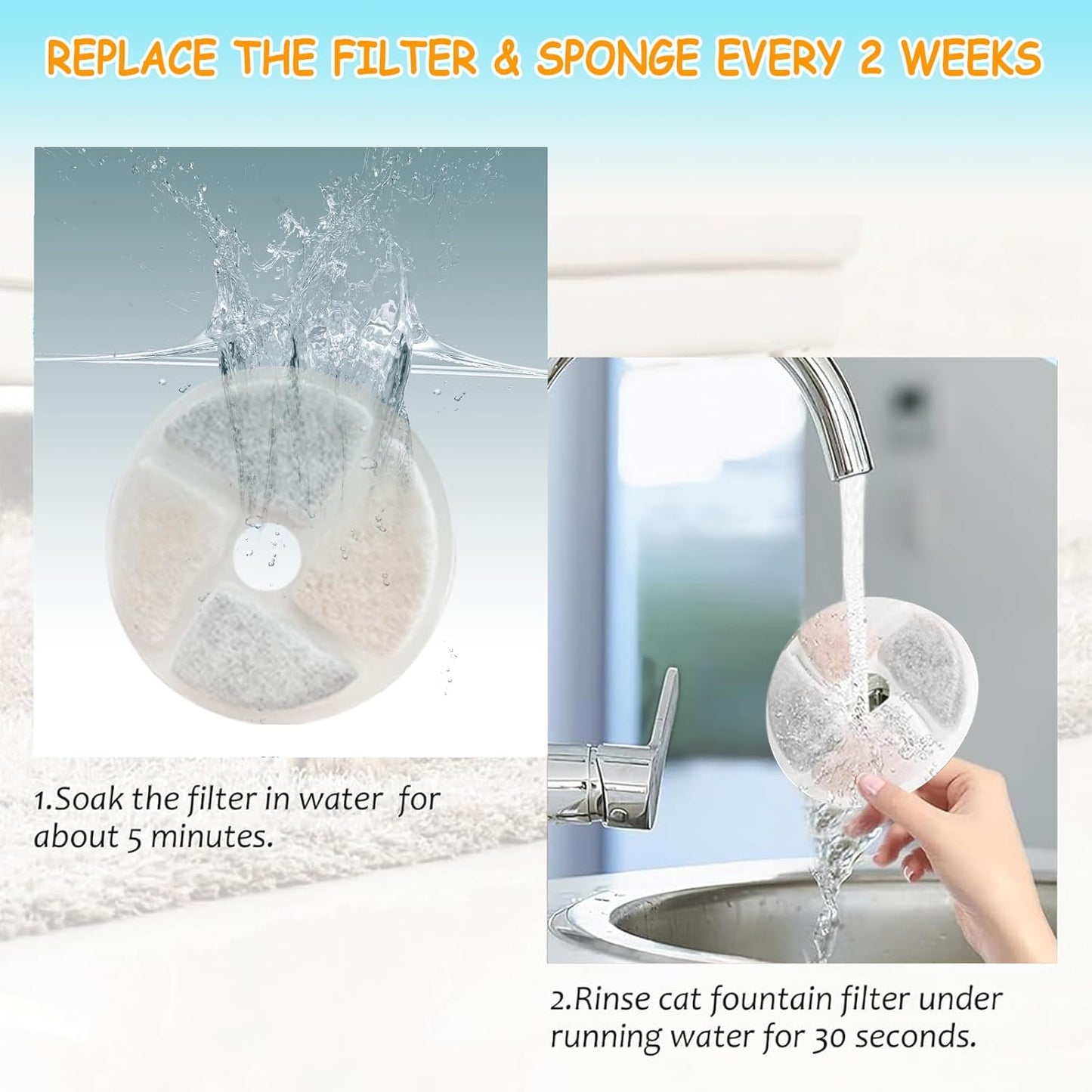 12 Set Cat Water Fountain Filter Replacement for Square 2.2L/73oz Pet Dog Fountain, Triple Filtration Replacement Filters(12+12+12)