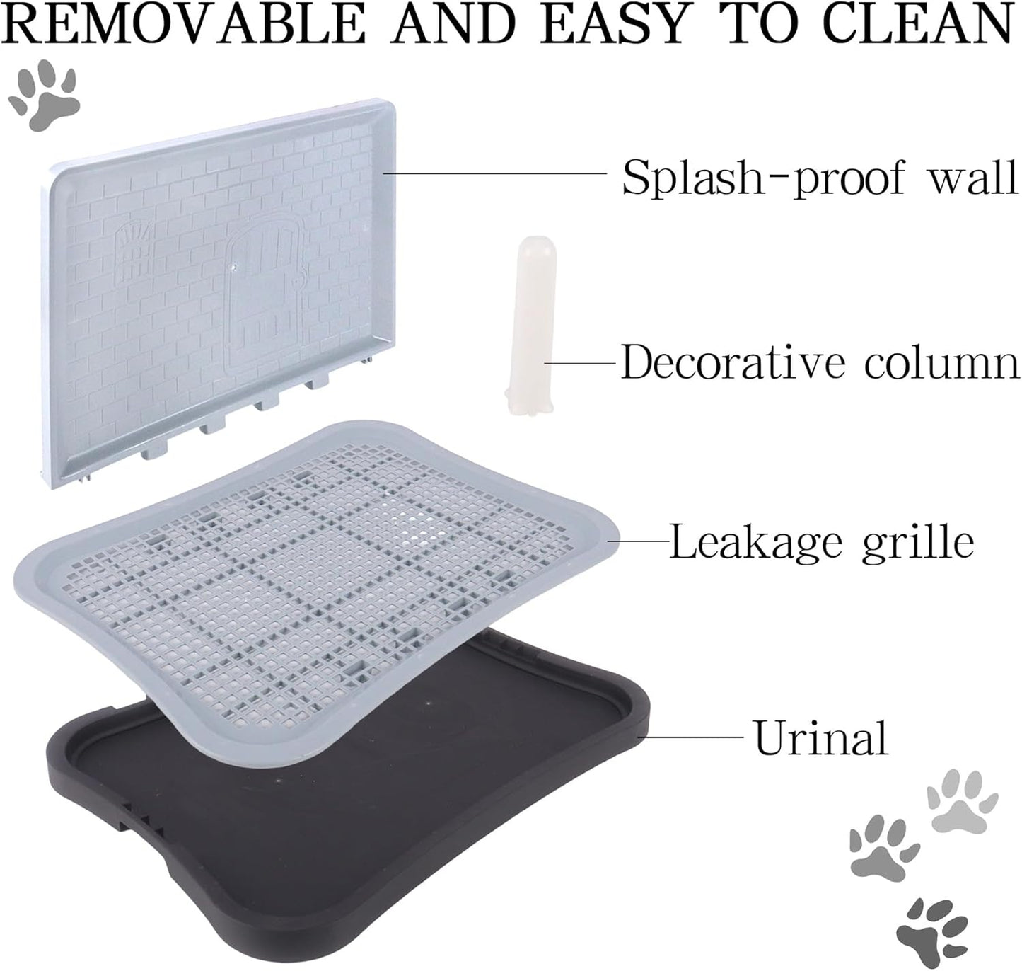 Pee Pad Holder, Puppy Pad Holder, Indoor Dog Potty with Splash Guard & Center Post, Pee Pad Holder for Small and Medium-Sized Dogs 20.1"X15.5" (Gray)
