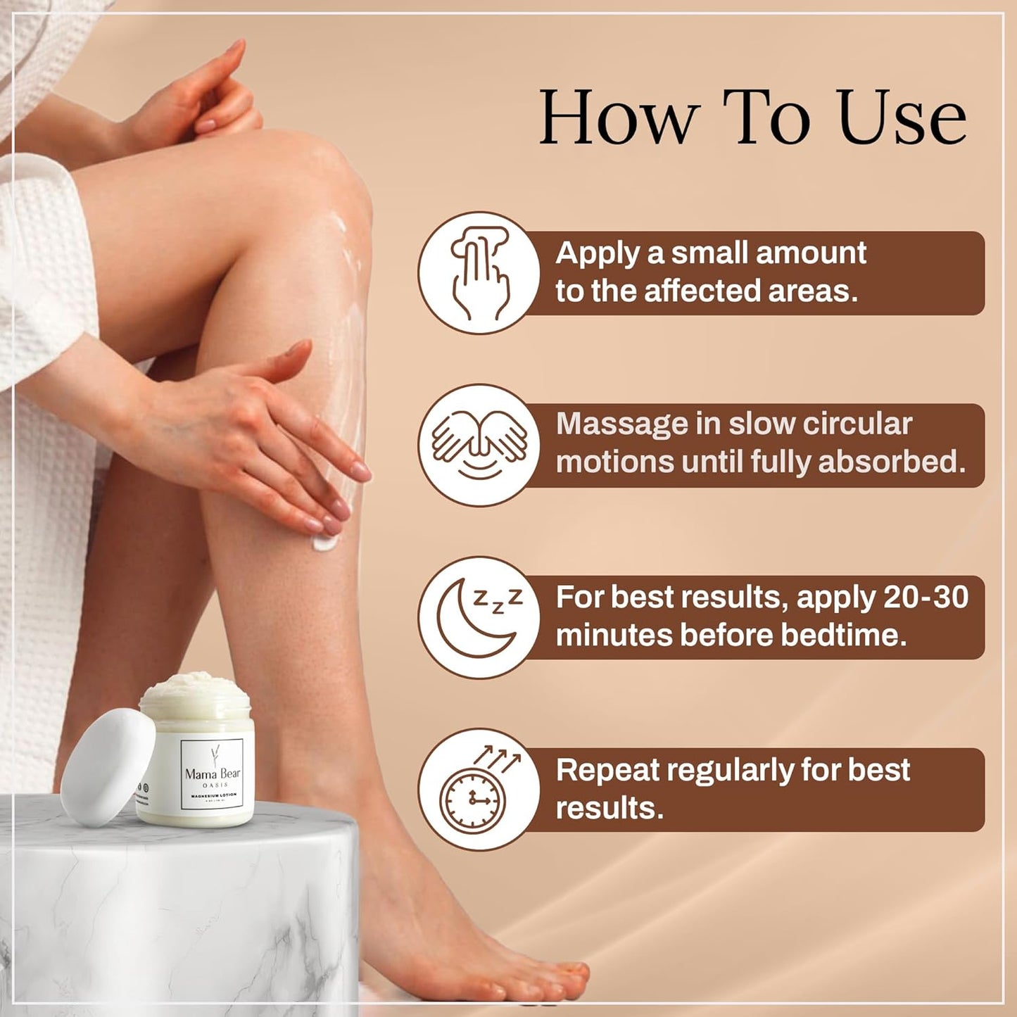 Mama Bear Oasis Lotion - Magnesium Cream - Lavender Magnesium Lotion for Foot, Hands, Legs, Toes Includes Arnica, Vitamin B6, Aloe Vera, MSM (Pack of 1)