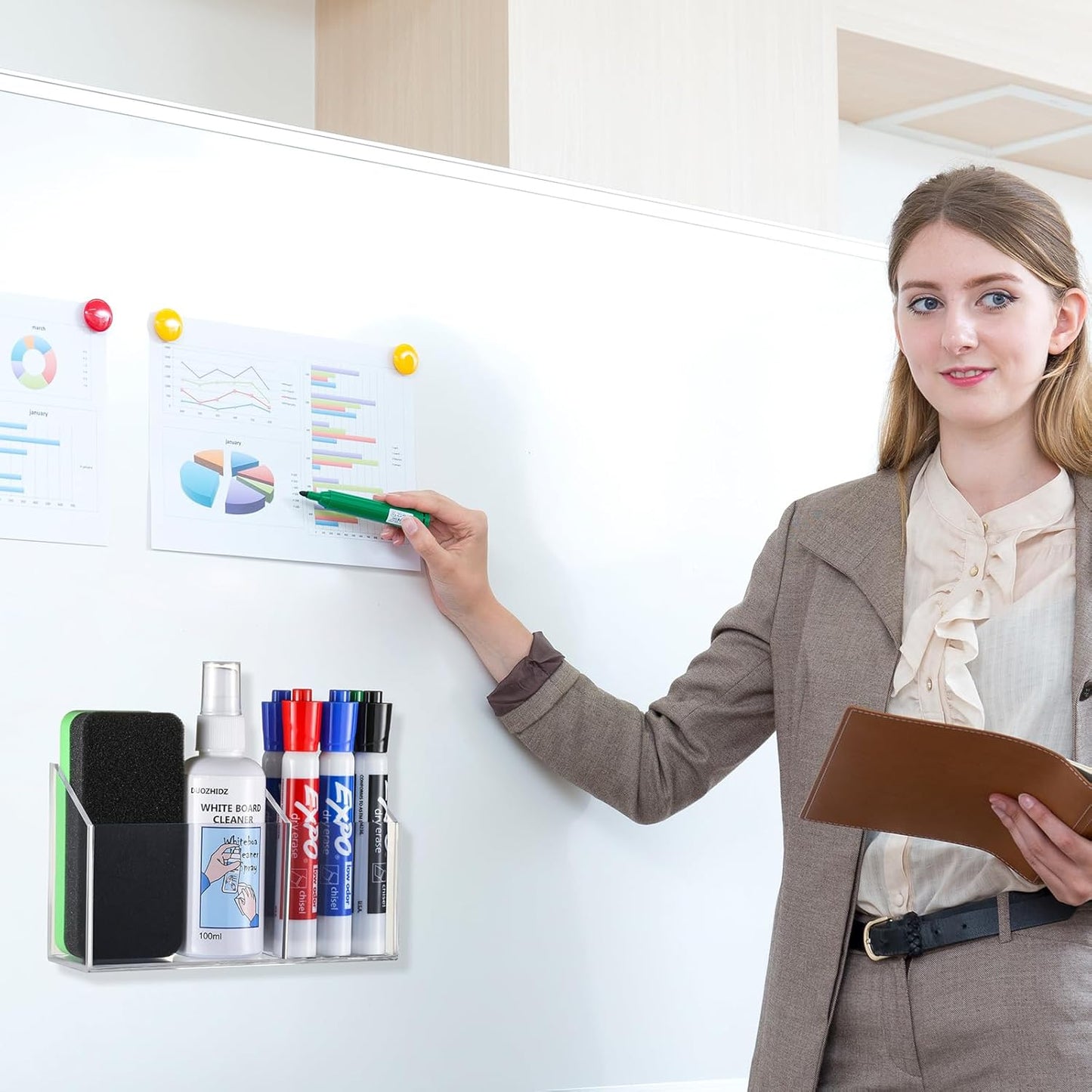 Acrylic Magnetic Marker Holder For Whiteboard Dry Erase Marker Holder For Office Refrigerator Fridge Classroom Must (Acrylic)