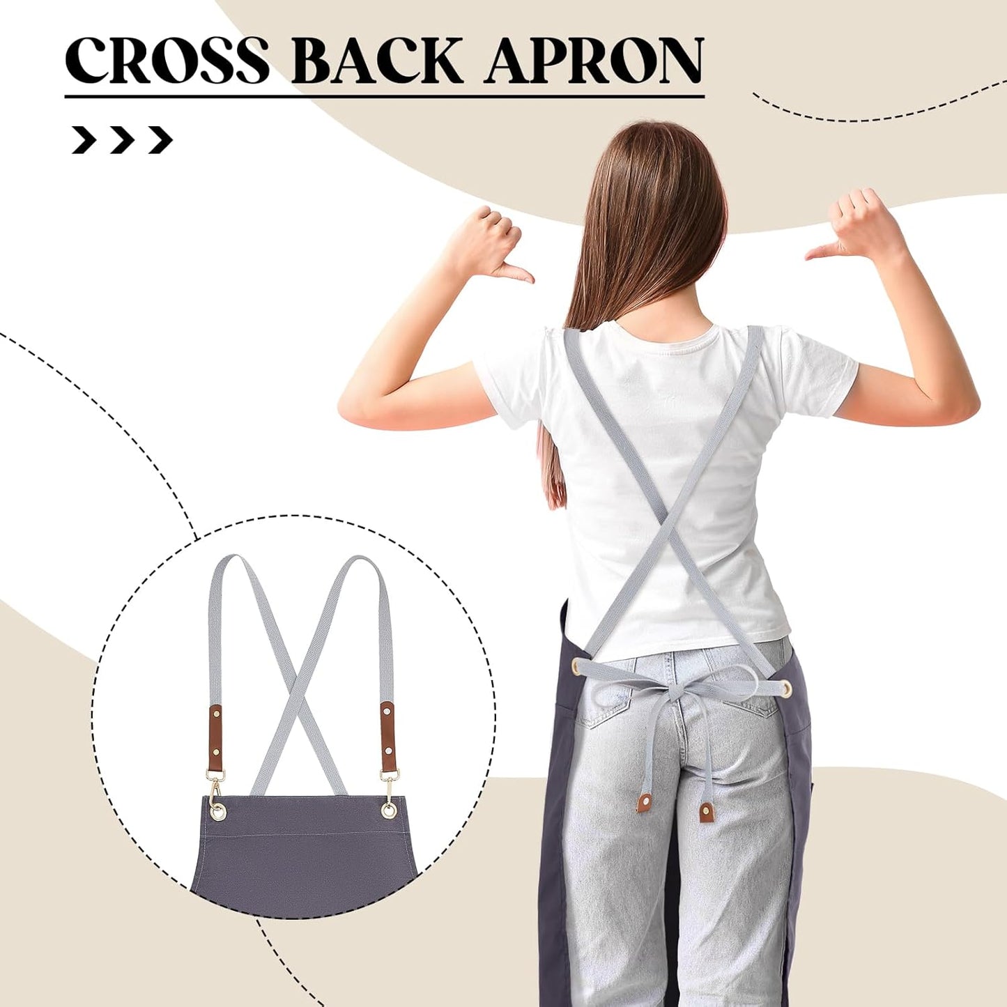 Crossback Pottery Apron Split Leg with Large Pocket Canvas Apron with Adjustable Strap for Art Garden Nail Tech Hairstylist