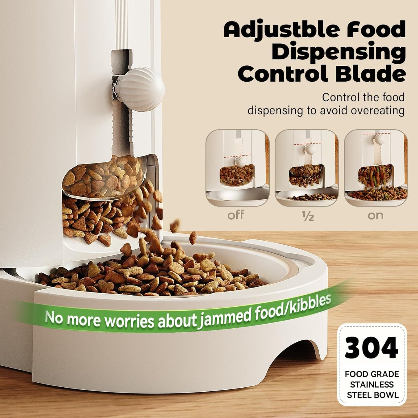 Automatic Cat Feeder 2-in-1 Set, Gravity Cat Food Feeder and Water Dispenser, Dog Feeding & Watering Supply with Stailess Steel Bowls, Large Capacity Low Noise, White