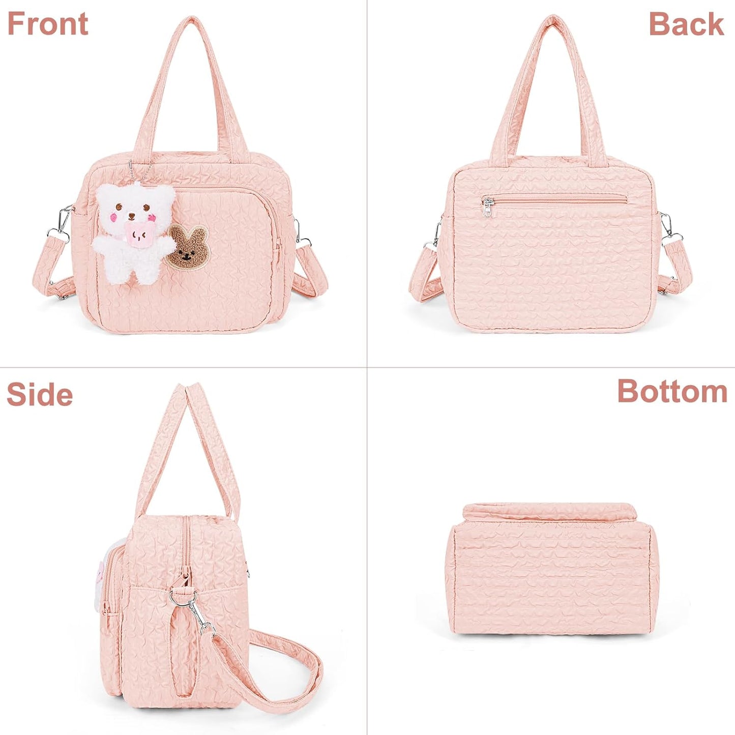 Lushandy Baby Diaper Bag Tote, Mom Bag Crossbody Diaper Bags Baby Travel Bags for Girl Pañaleras Para Bebe (Pink, Small)