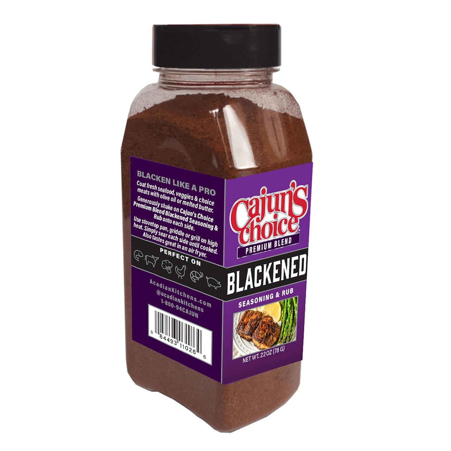Blackened Seasoning 22 oz Food Service – Ideal for Grilling or Cooking Fish, Chicken, Pork, Steak, Vegetables, Burgers, Salmon, Soups & More - Great for Restaurant Kitchens – Adds Authentic Louisiana Flavor - By Cajun's Choice