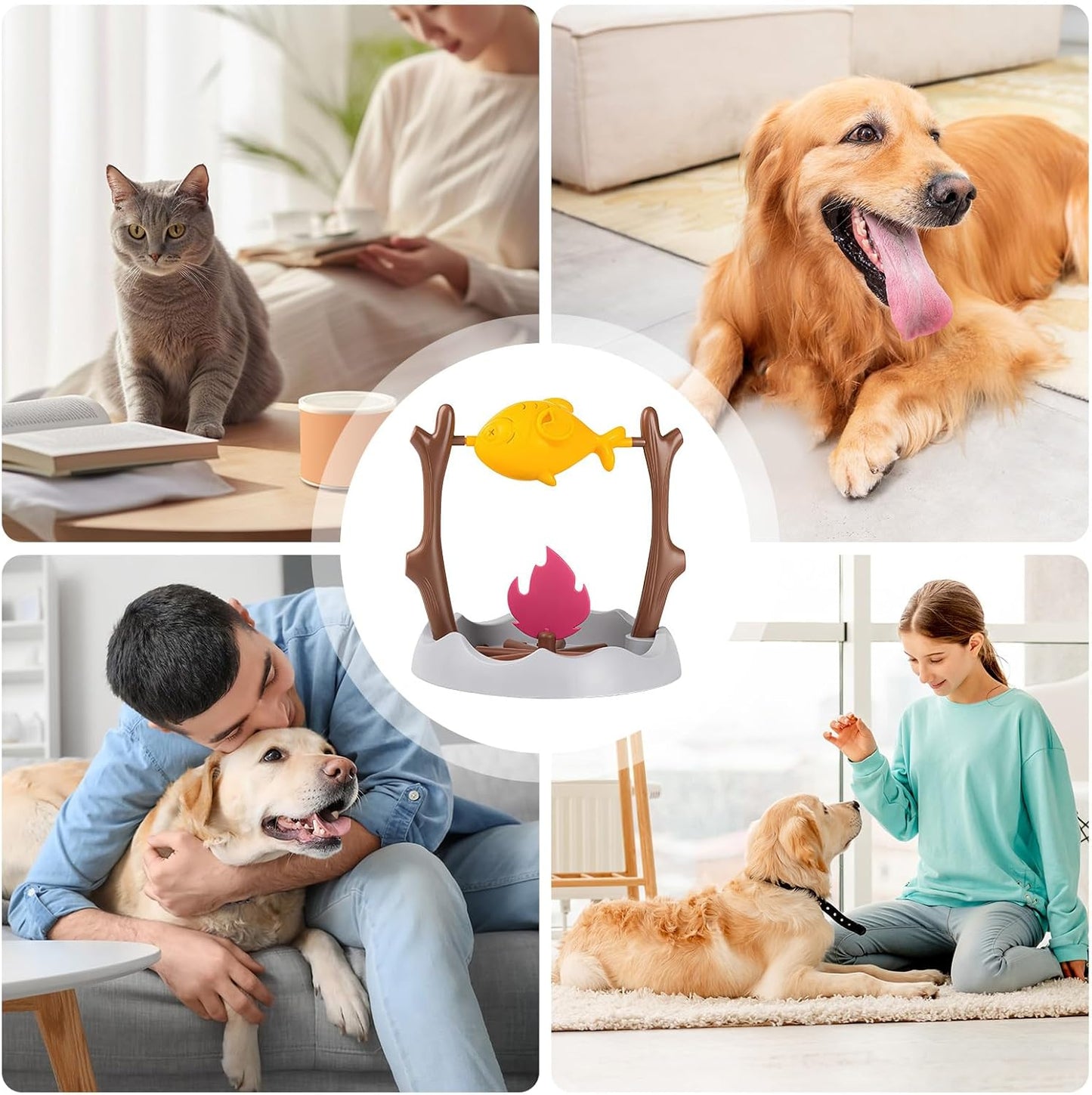 Cat Treat Dispenser Toy - Grilled Dry Food Dispenser, Interactive Feeding Tool for Home Mealtime, Playful Puzzle with Slow Eating, Pet Accessory, Training Toy for Mental Stimulation