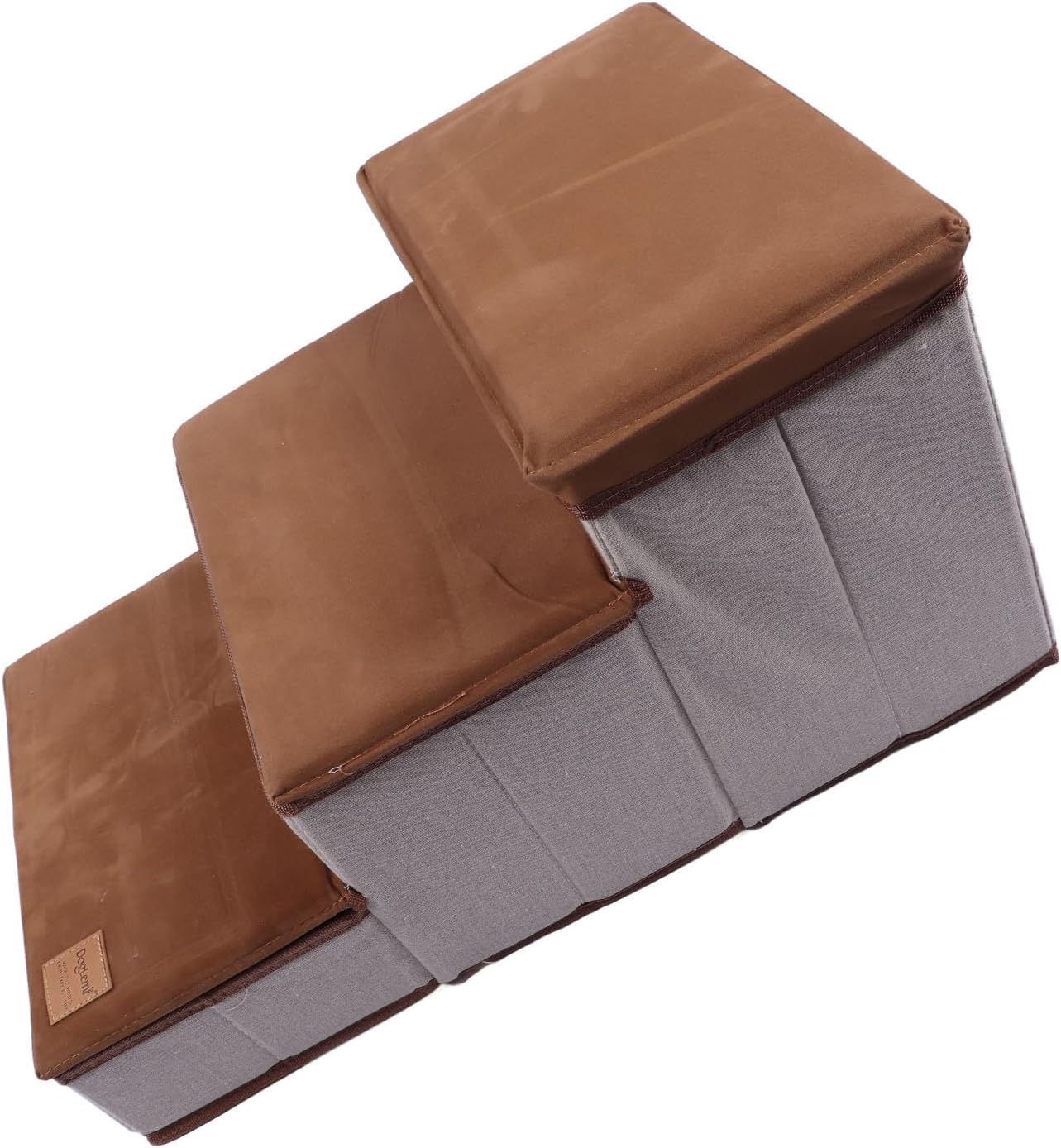 Pilipane Dog Stairs for Small Dogs Foldable 3 Tiers Dog Steps Anti Slip Large Capacity with Storing Space for High Bed Couch