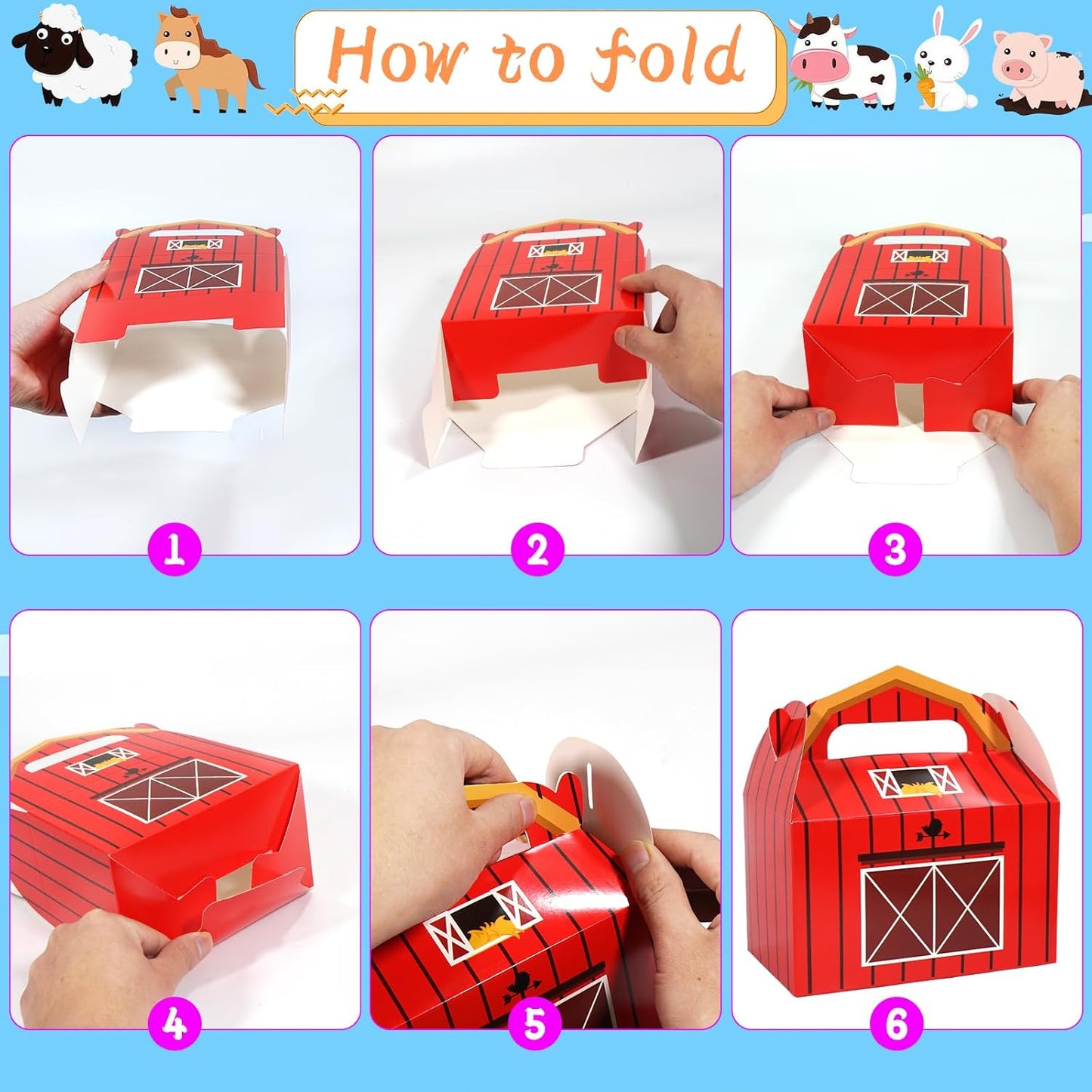 12 Pack Farm Animals Party Favor Boxes Zoo Animals Candy Goodies Treat Boxes Happy Birthday Farmland Party Favor Bags for Baby Shower Party Decorations Supplies