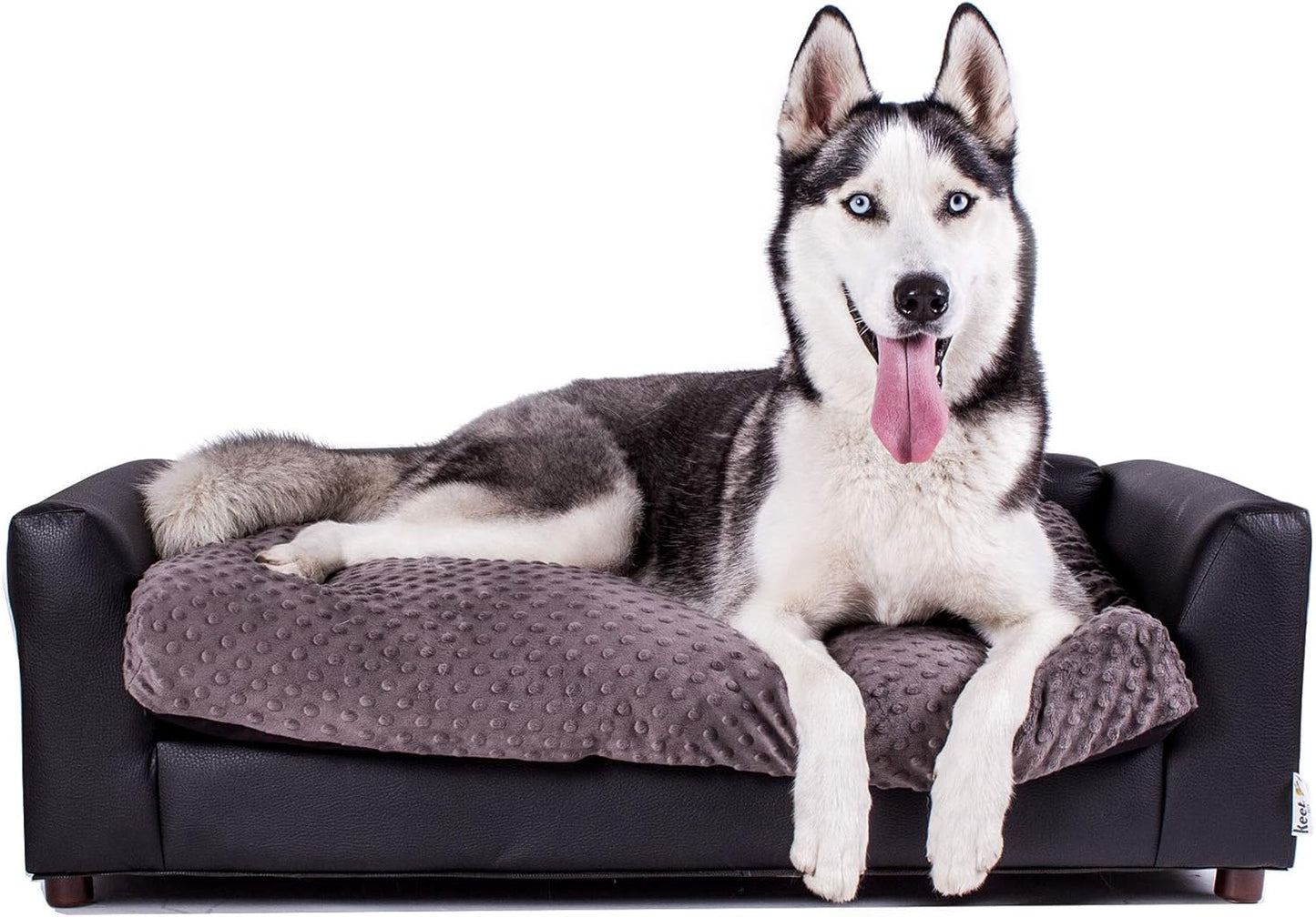 Keet Fluffy Deluxe Pet Bed, Charcoal, Large (40x23x13)