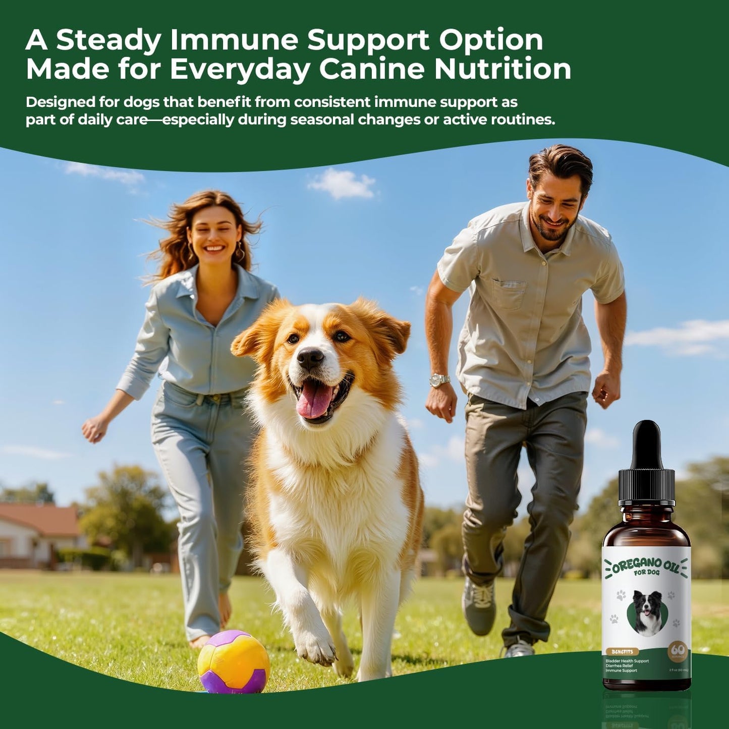 Oregano Oil for Dogs Drops, Organic Oil of Oregano in Extra Virgin Olive Oil, Mediterranean Wild Oregano, Immune and Digestive Support, Easy-to-Use Dropper, 2 fl oz