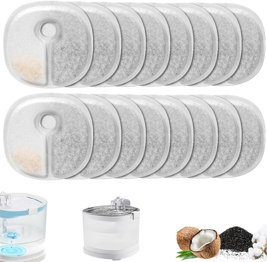 16 Pack Cat Fountain Filter Replacement Compatible with E1/E1+ Cat Water Dispenser 2L/67oz, Automatic Cat Water Fountain Replacement Filters, Pet Fountain Filters Replacement Triple Filtration System
